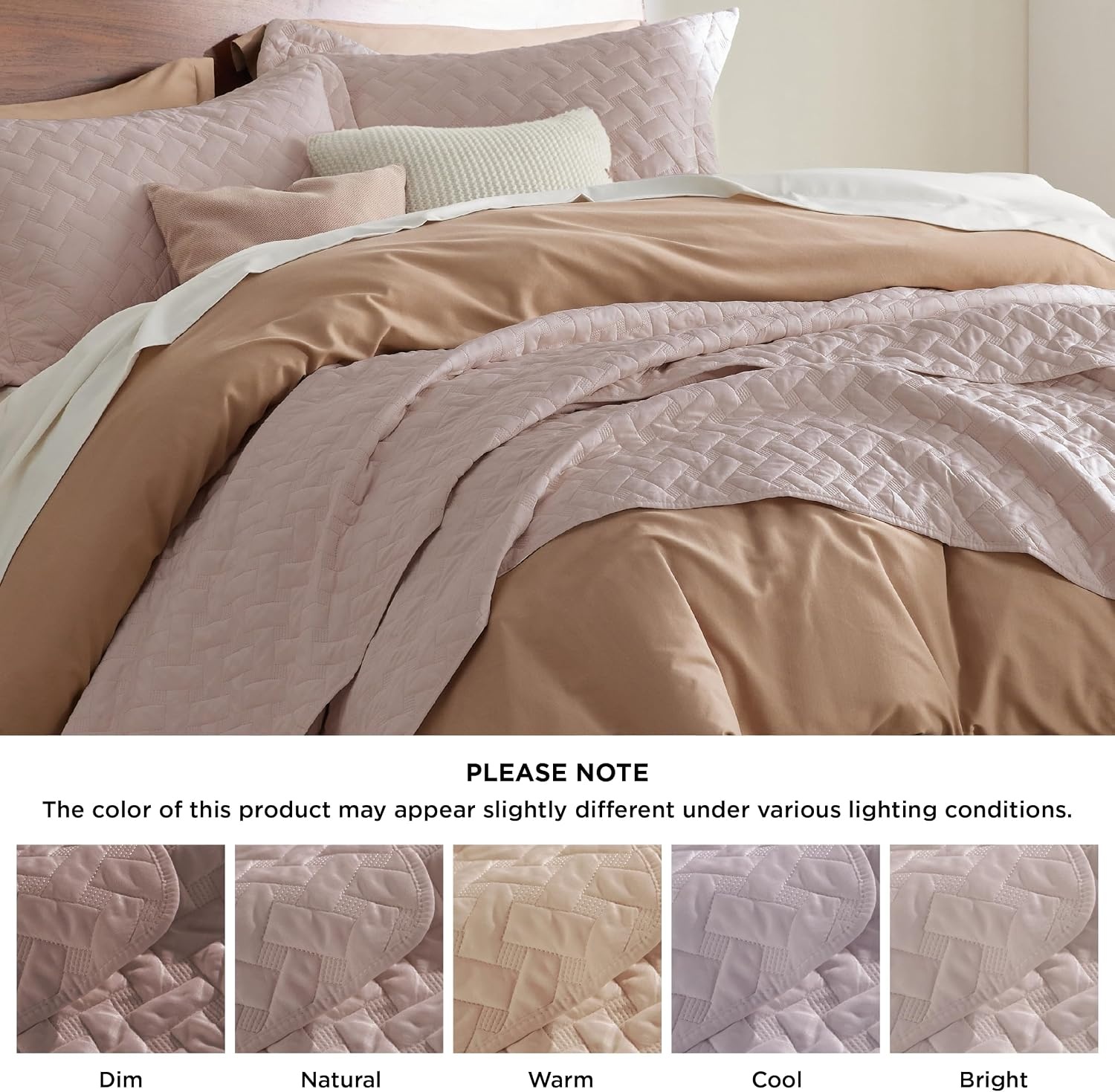 image:imageBedsure Queen Size Quilt Lightweight Comforter Set Mineral Blue Bedspread Coverlet Basket Weave AllSeason Comfort SkinFriendly Soft Breathable Machine Washable 90x96 3 Pcs 2 Pillow Shams23 Dusty Rose