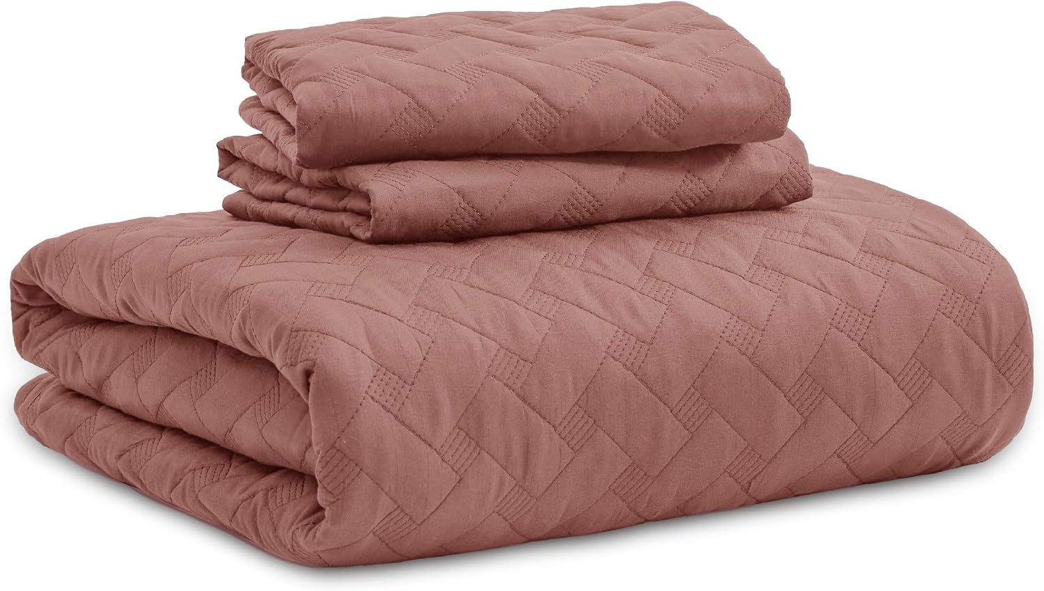 image:imageBedsure Queen Size Quilt Lightweight Comforter Set Mineral Blue Bedspread Coverlet Basket Weave AllSeason Comfort SkinFriendly Soft Breathable Machine Washable 90x96 3 Pcs 2 Pillow Shams24 Grayish Pink