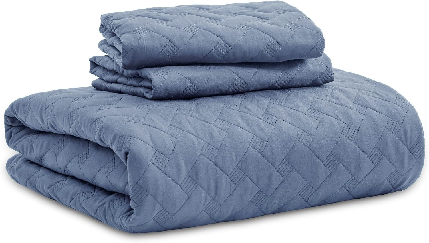 image:imageBedsure Queen Size Quilt Lightweight Comforter Set Mineral Blue Bedspread Coverlet Basket Weave AllSeason Comfort SkinFriendly Soft Breathable Machine Washable 90x96 3 Pcs 2 Pillow Shams06 Mineral Blue