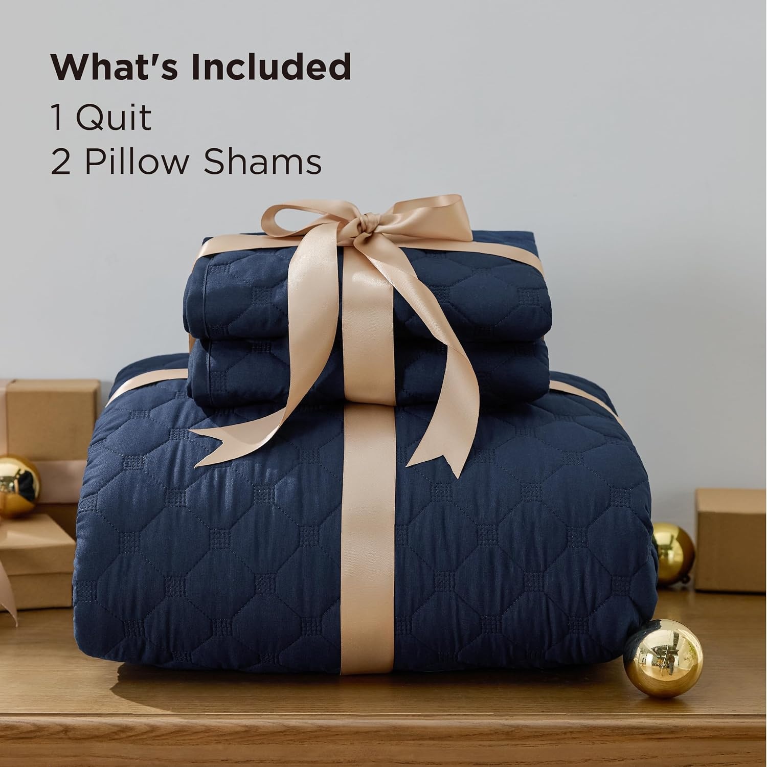 image:imageBedsure Queen Size Quilt Lightweight Comforter Set Mineral Blue Bedspread Coverlet Basket Weave AllSeason Comfort SkinFriendly Soft Breathable Machine Washable 90x96 3 Pcs 2 Pillow Shams05 Navy Honeycomb