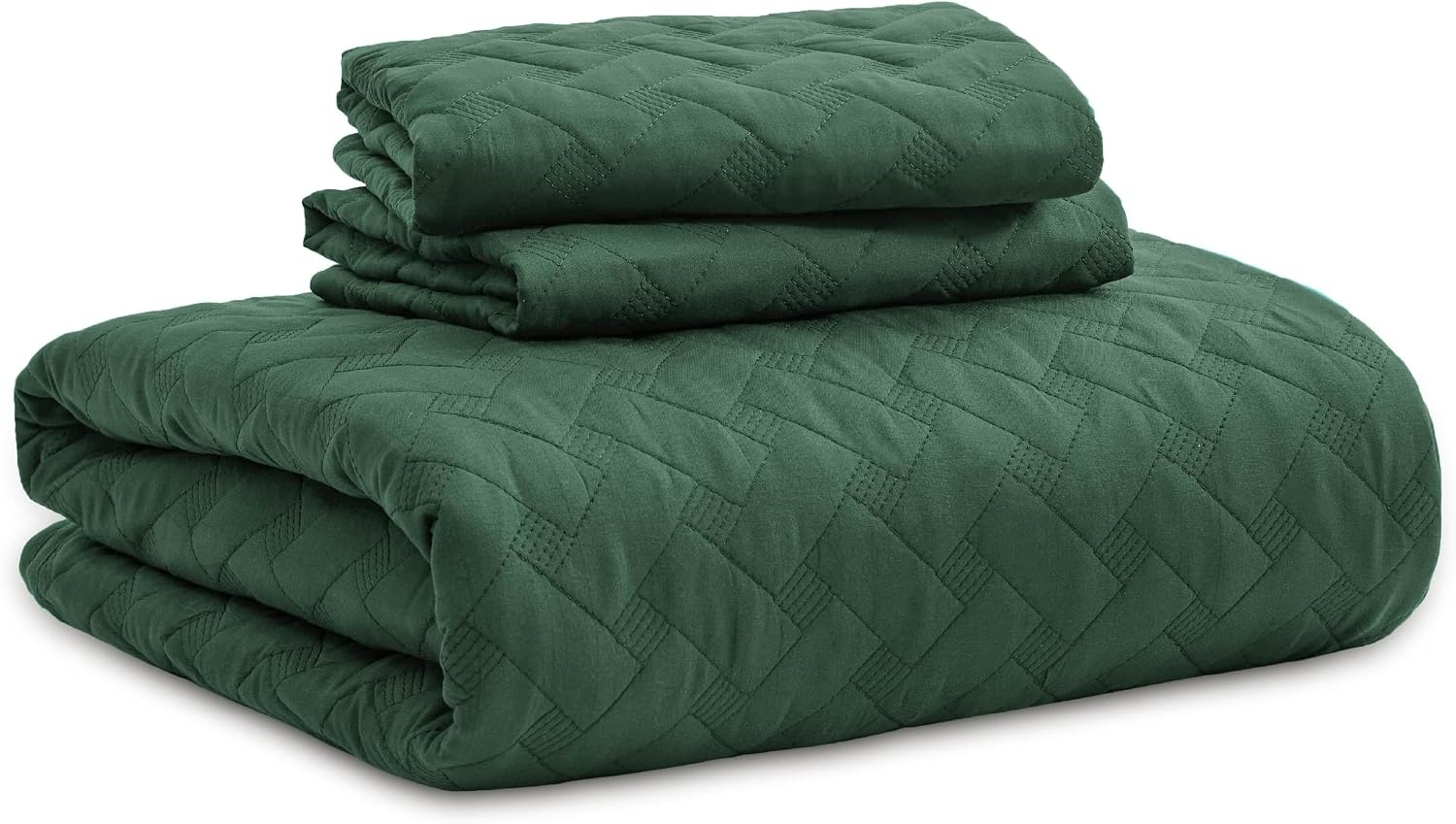 image:imageBedsure Queen Size Quilt Lightweight Comforter Set Mineral Blue Bedspread Coverlet Basket Weave AllSeason Comfort SkinFriendly Soft Breathable Machine Washable 90x96 3 Pcs 2 Pillow Shams07 Dark Green