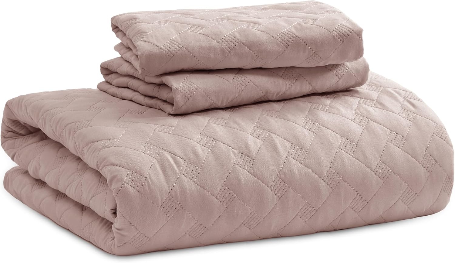 image:imageBedsure Queen Size Quilt Lightweight Comforter Set Mineral Blue Bedspread Coverlet Basket Weave AllSeason Comfort SkinFriendly Soft Breathable Machine Washable 90x96 3 Pcs 2 Pillow Shams23 Dusty Rose