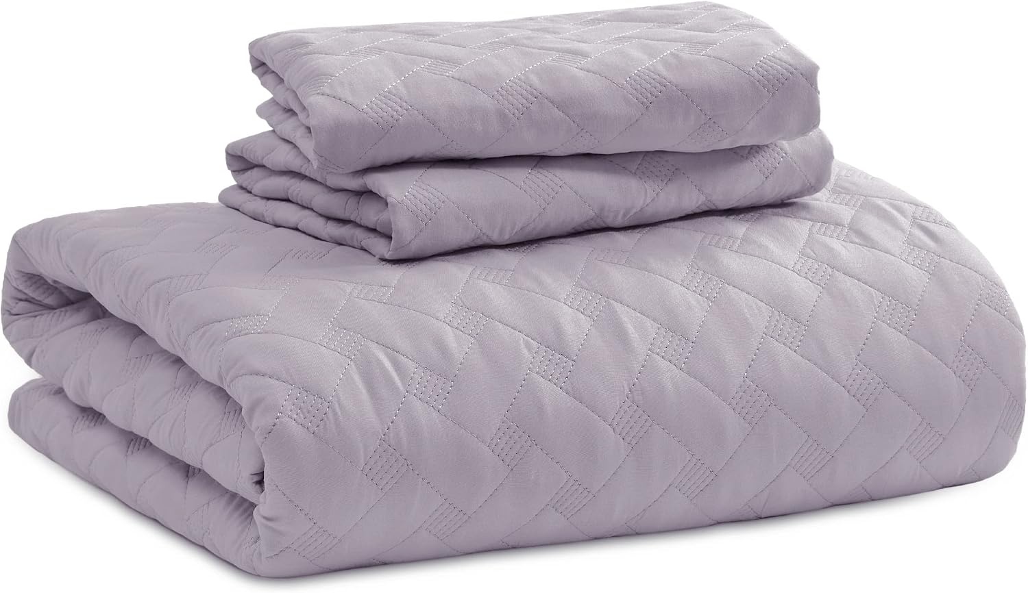 image:imageBedsure Queen Size Quilt Lightweight Comforter Set Mineral Blue Bedspread Coverlet Basket Weave AllSeason Comfort SkinFriendly Soft Breathable Machine Washable 90x96 3 Pcs 2 Pillow Shams22 Light Purple