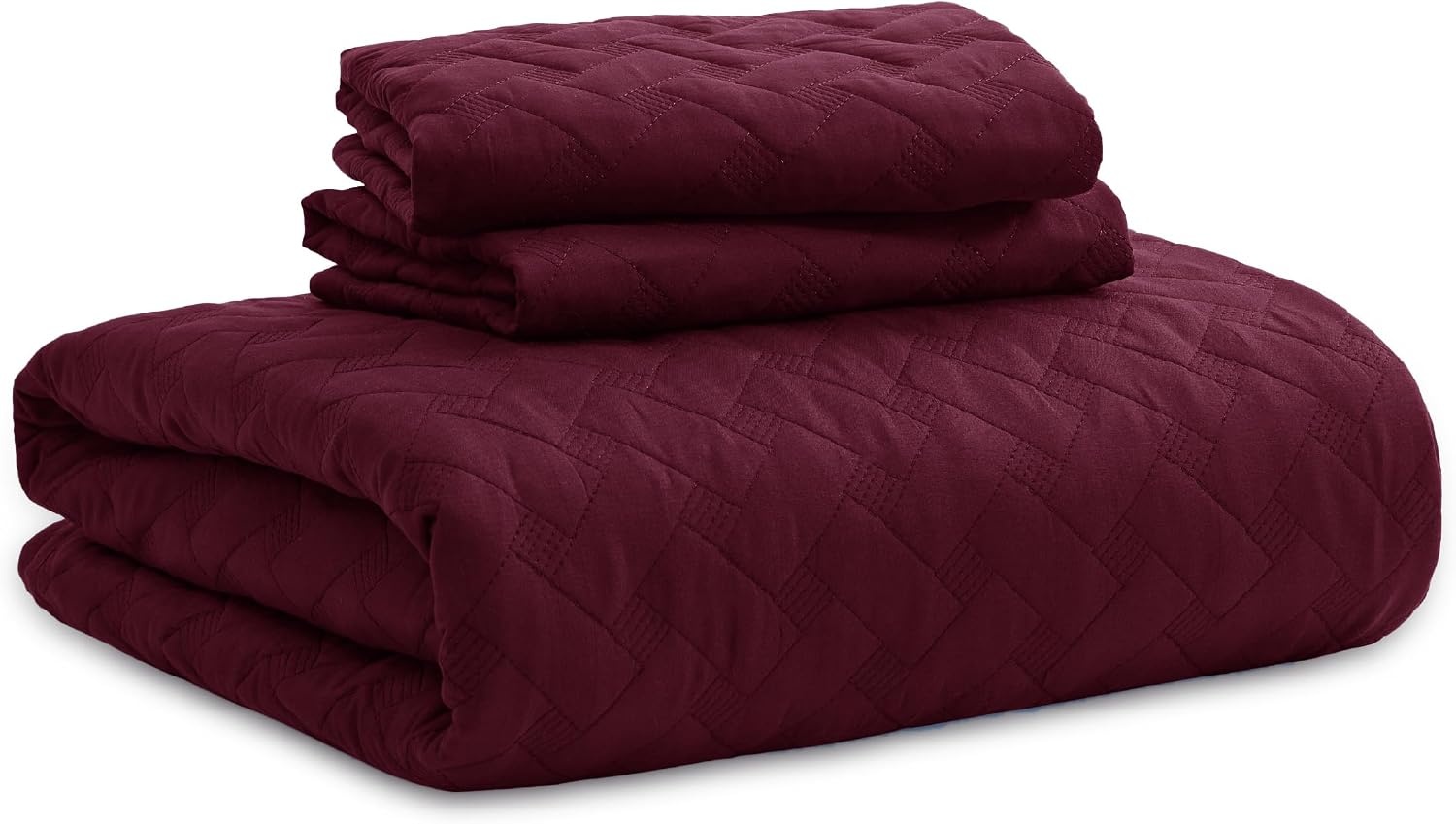 image:imageBedsure Queen Size Quilt Lightweight Comforter Set Mineral Blue Bedspread Coverlet Basket Weave AllSeason Comfort SkinFriendly Soft Breathable Machine Washable 90x96 3 Pcs 2 Pillow Shams30 Burgundy