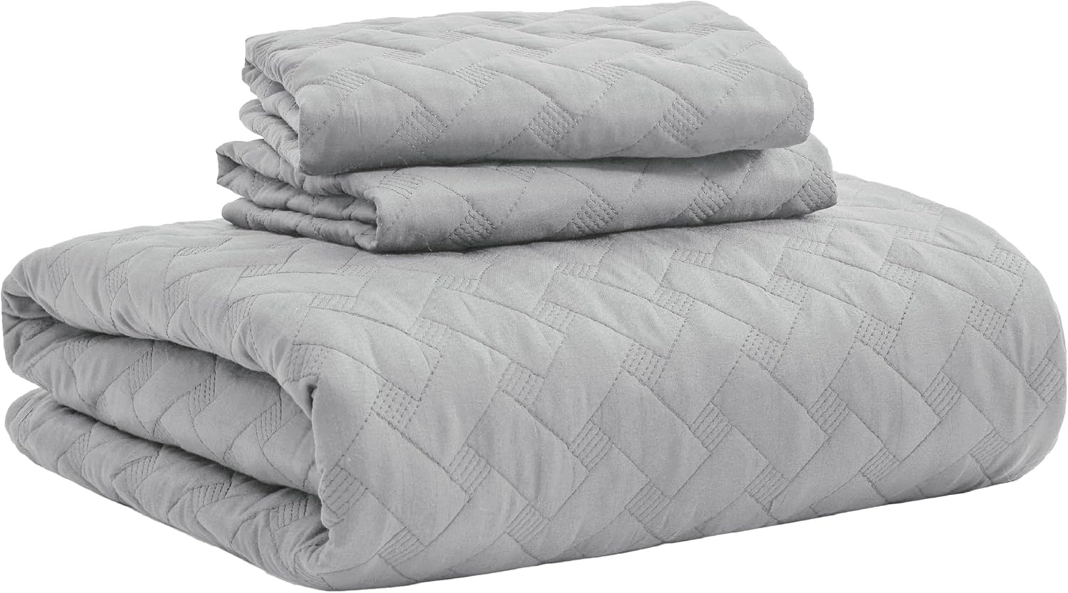 image:imageBedsure Queen Size Quilt Lightweight Comforter Set Mineral Blue Bedspread Coverlet Basket Weave AllSeason Comfort SkinFriendly Soft Breathable Machine Washable 90x96 3 Pcs 2 Pillow Shams10 Light Grey