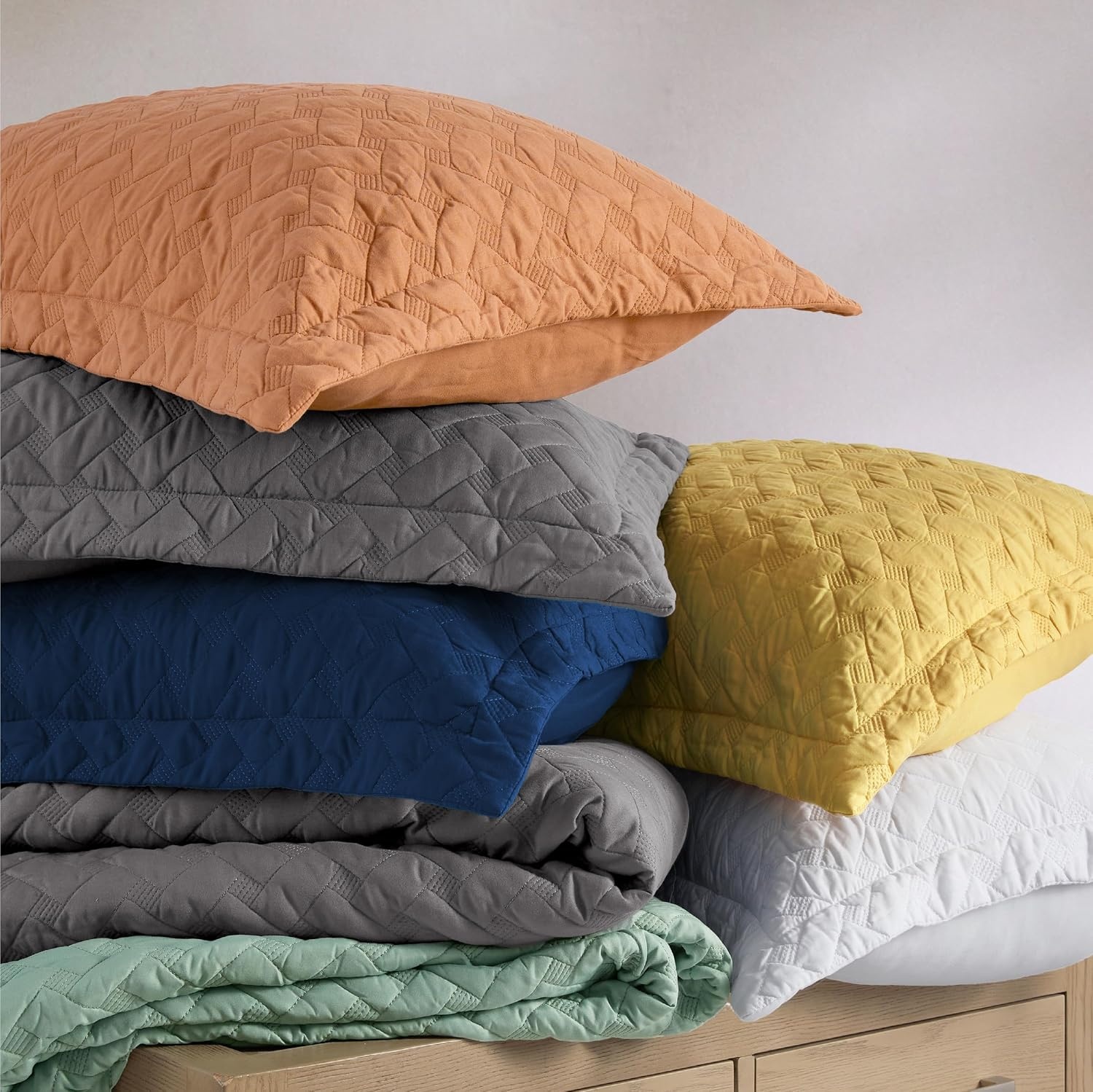 image:imageBedsure Queen Size Quilt Lightweight Comforter Set Mineral Blue Bedspread Coverlet Basket Weave AllSeason Comfort SkinFriendly Soft Breathable Machine Washable 90x96 3 Pcs 2 Pillow Shams12 Taupe