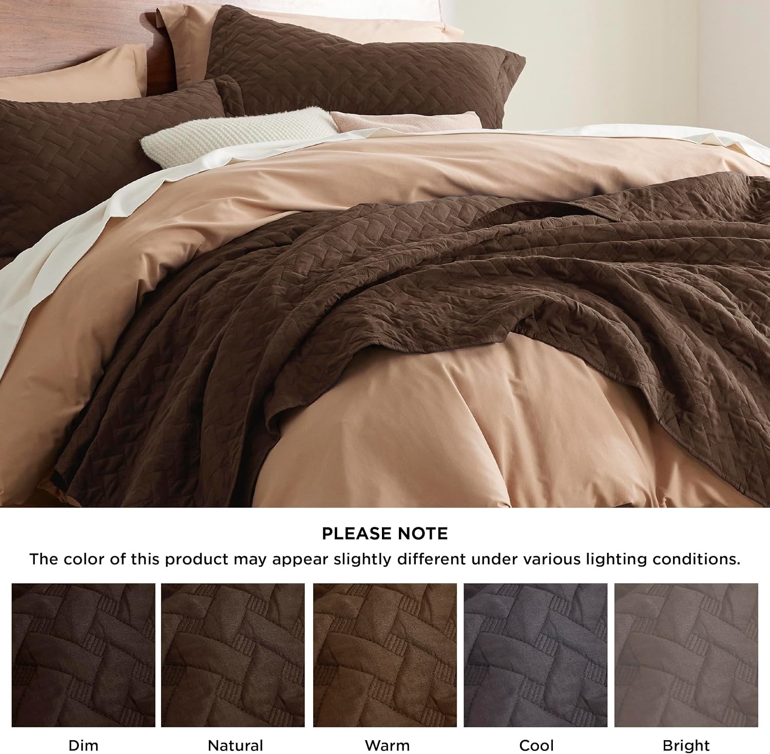 image:imageBedsure Queen Size Quilt Lightweight Comforter Set Mineral Blue Bedspread Coverlet Basket Weave AllSeason Comfort SkinFriendly Soft Breathable Machine Washable 90x96 3 Pcs 2 Pillow Shams21 Brown