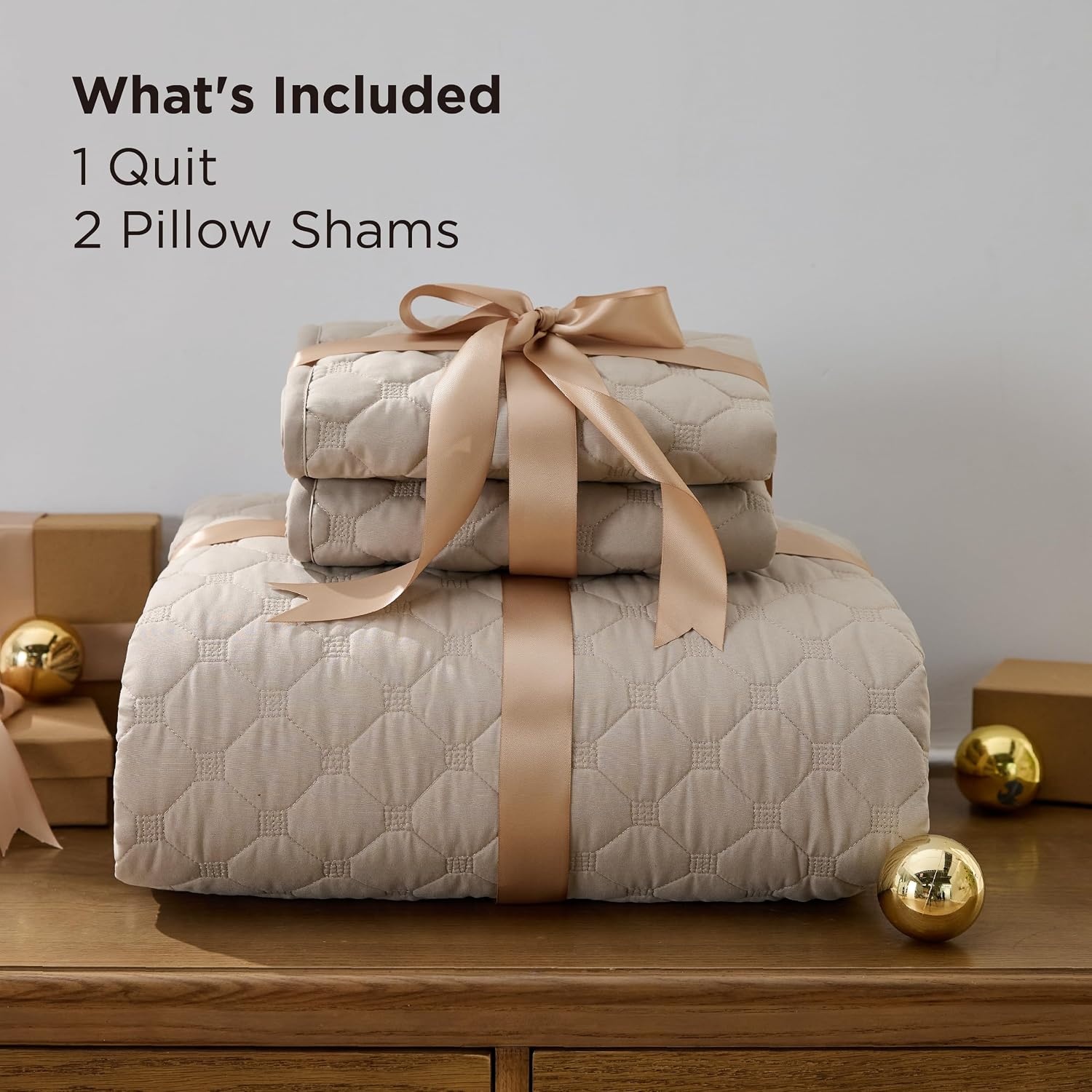 image:imageBedsure Queen Size Quilt Lightweight Comforter Set Mineral Blue Bedspread Coverlet Basket Weave AllSeason Comfort SkinFriendly Soft Breathable Machine Washable 90x96 3 Pcs 2 Pillow Shams13 Taupe Honeycomb