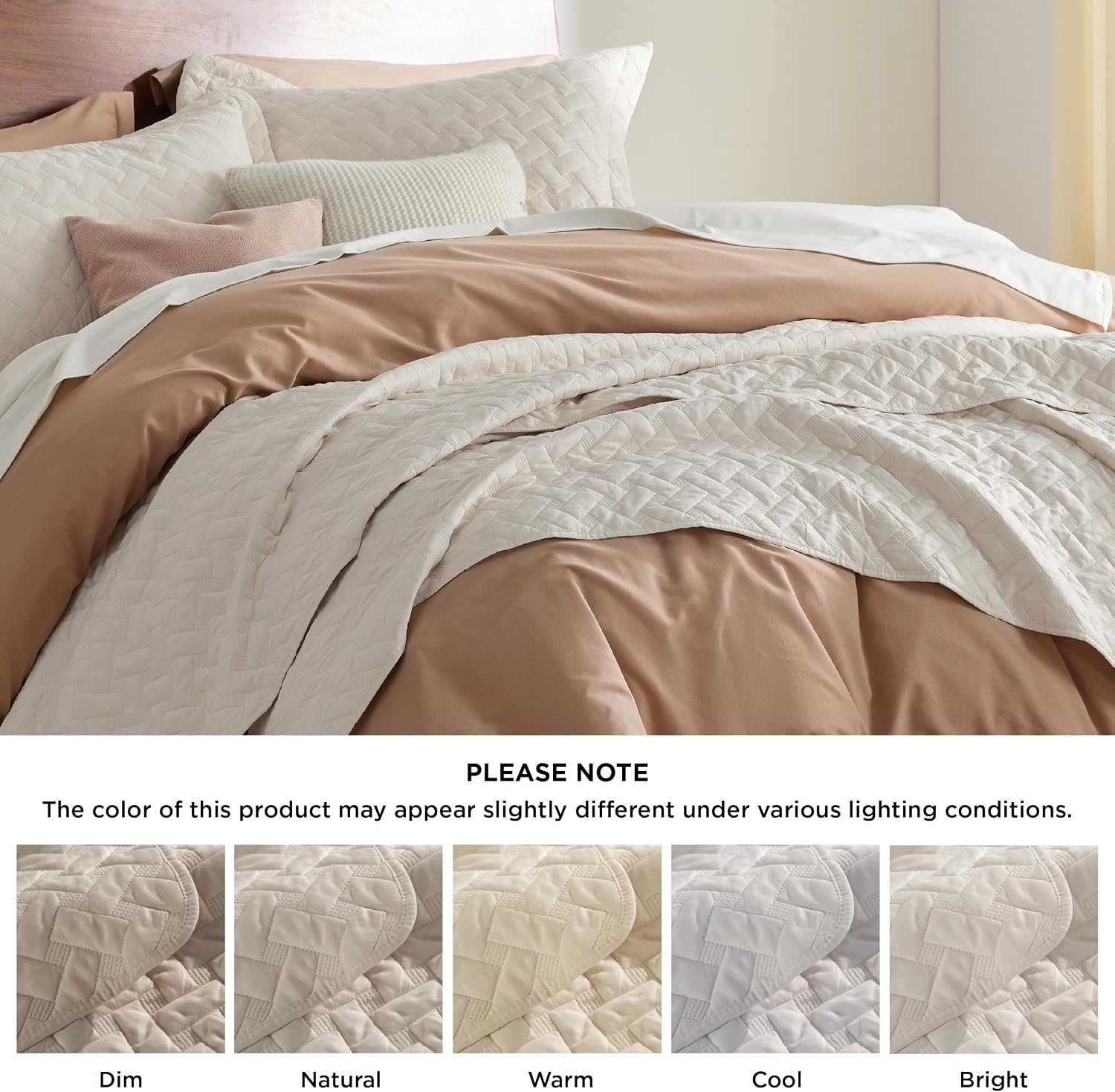 image:imageBedsure Queen Size Quilt Lightweight Comforter Set Mineral Blue Bedspread Coverlet Basket Weave AllSeason Comfort SkinFriendly Soft Breathable Machine Washable 90x96 3 Pcs 2 Pillow Shams16 Beige