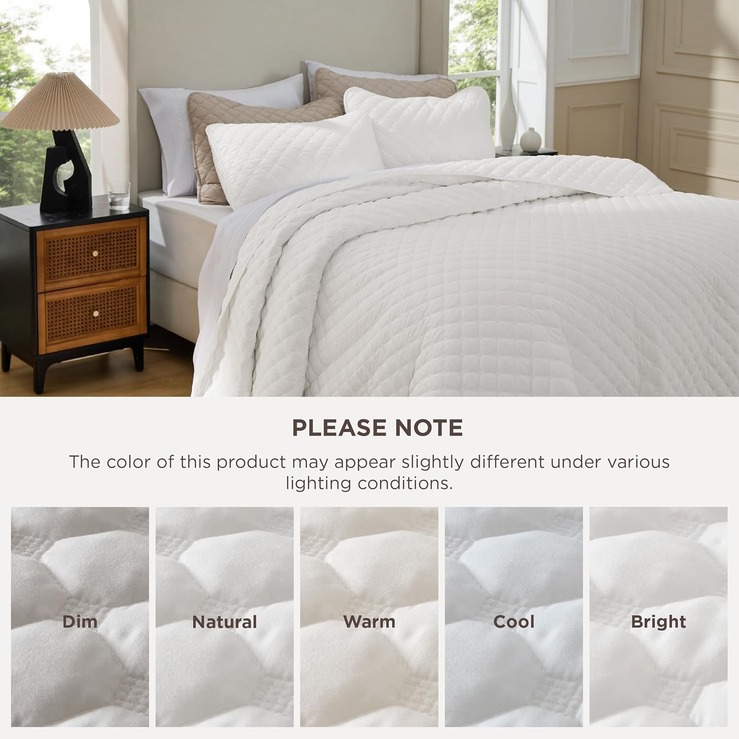 image:imageBedsure Queen Size Quilt Lightweight Comforter Set Mineral Blue Bedspread Coverlet Basket Weave AllSeason Comfort SkinFriendly Soft Breathable Machine Washable 90x96 3 Pcs 2 Pillow Shams03 Coconut White Honeycomb