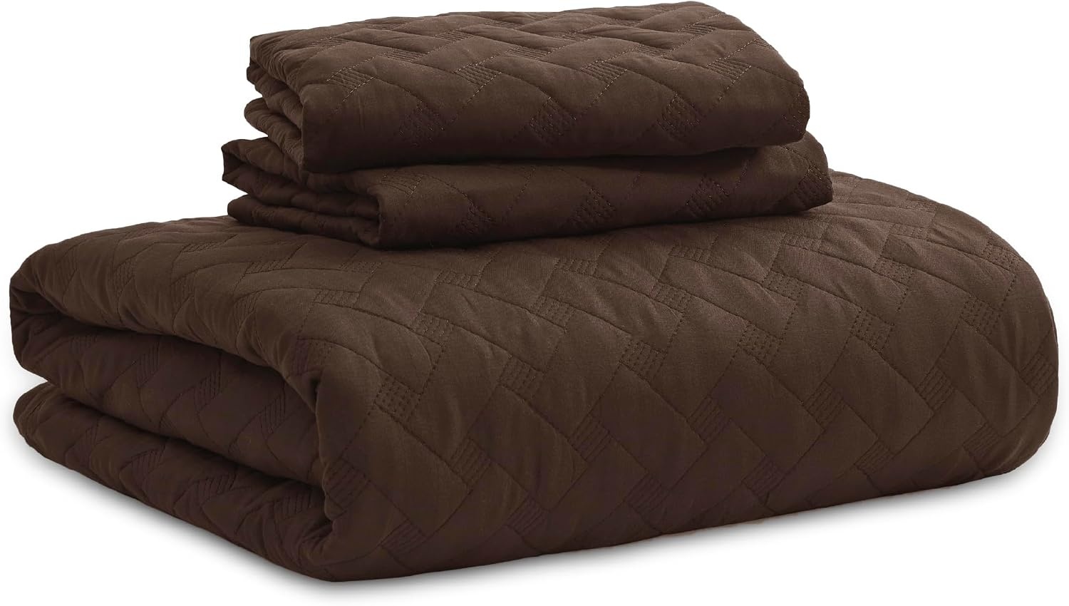 image:imageBedsure Queen Size Quilt Lightweight Comforter Set Mineral Blue Bedspread Coverlet Basket Weave AllSeason Comfort SkinFriendly Soft Breathable Machine Washable 90x96 3 Pcs 2 Pillow Shams21 Brown