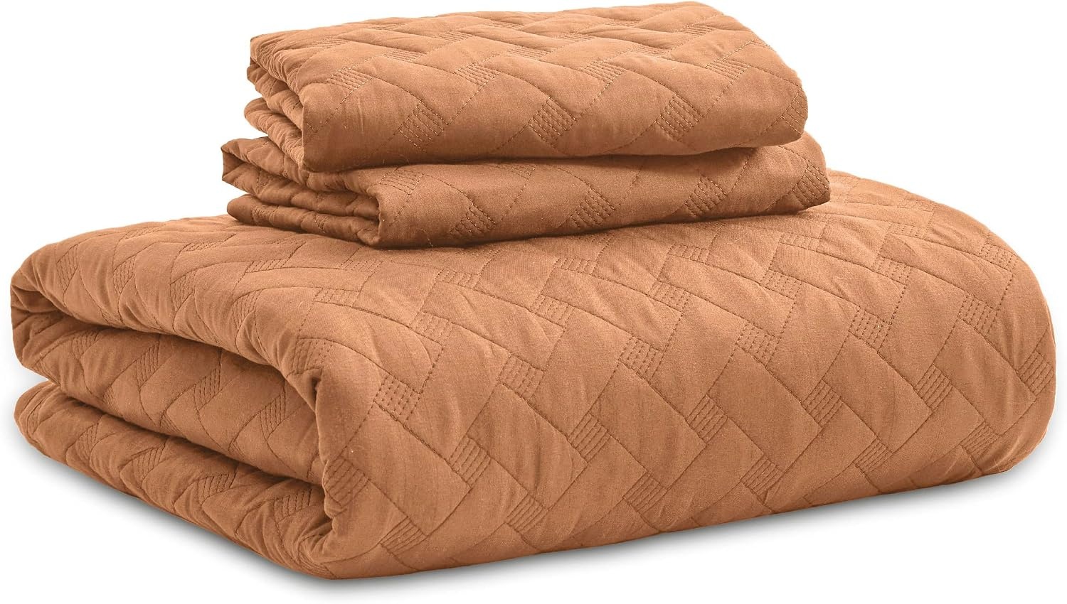 image:imageBedsure Queen Size Quilt Lightweight Comforter Set Mineral Blue Bedspread Coverlet Basket Weave AllSeason Comfort SkinFriendly Soft Breathable Machine Washable 90x96 3 Pcs 2 Pillow Shams20 Hazel Brown