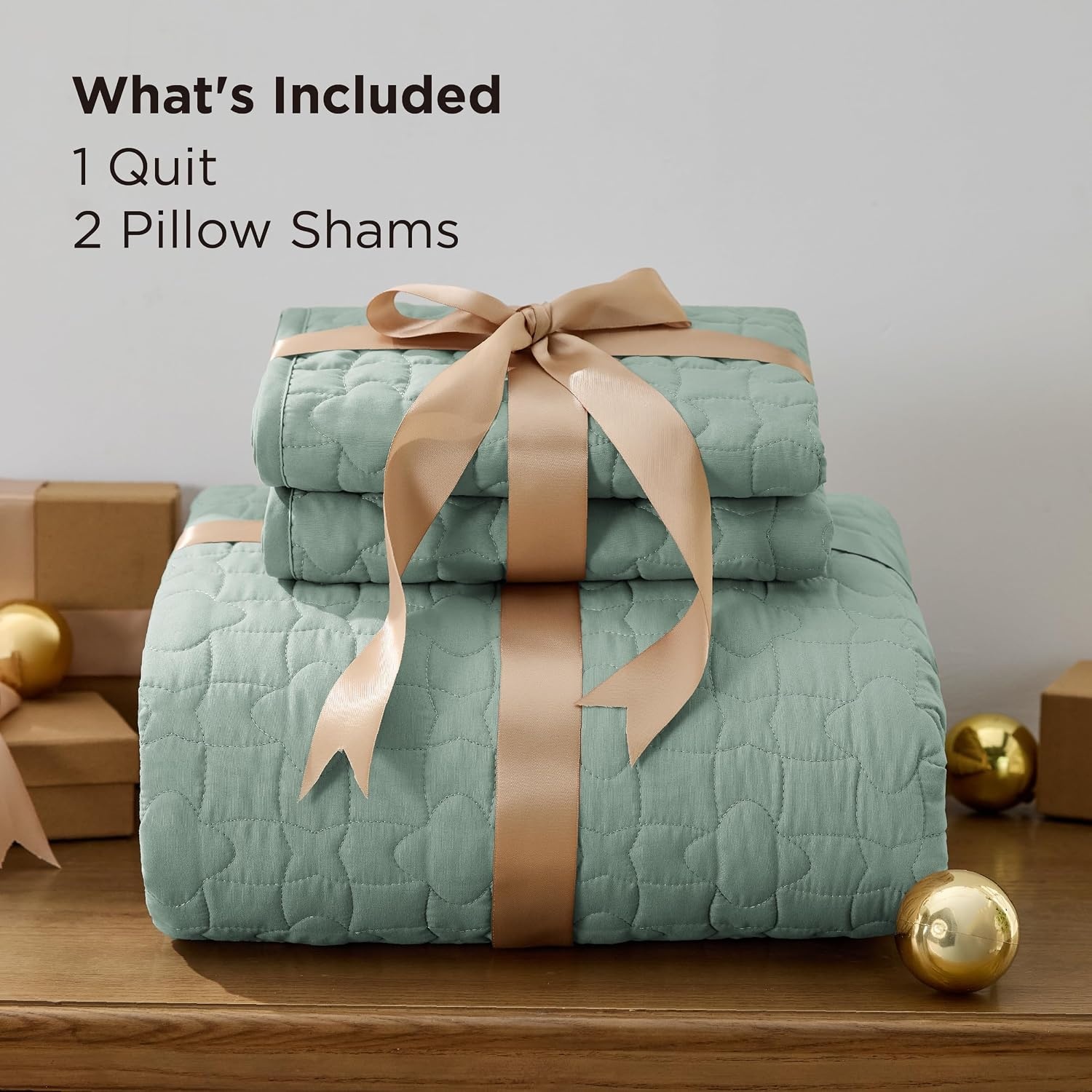 image:imageBedsure Queen Size Quilt Lightweight Comforter Set Mineral Blue Bedspread Coverlet Basket Weave AllSeason Comfort SkinFriendly Soft Breathable Machine Washable 90x96 3 Pcs 2 Pillow Shams09 Sage Green Lucky Star