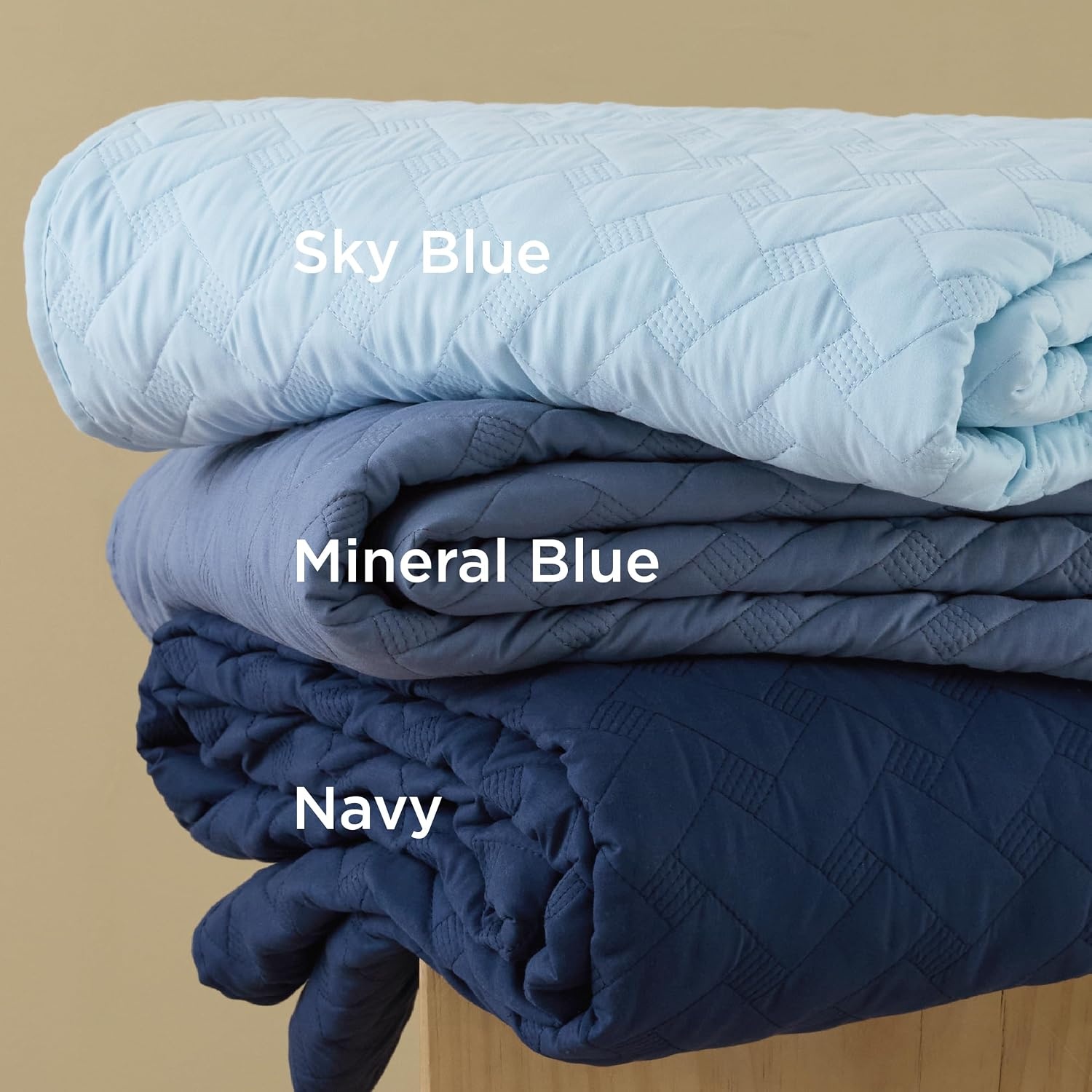 image:imageBedsure Queen Size Quilt Lightweight Comforter Set Mineral Blue Bedspread Coverlet Basket Weave AllSeason Comfort SkinFriendly Soft Breathable Machine Washable 90x96 3 Pcs 2 Pillow Shams25 Sky Blue