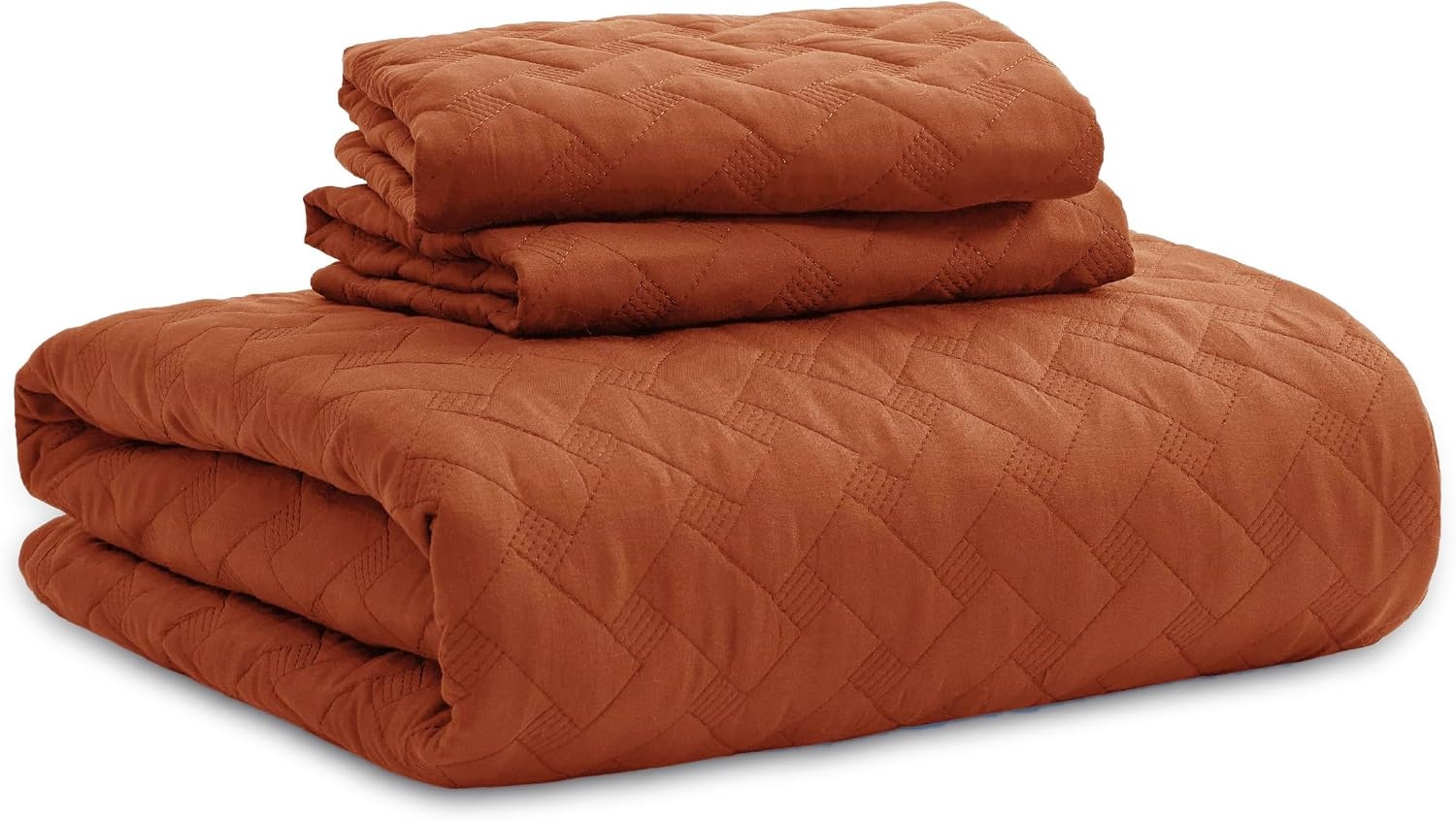 image:imageBedsure Queen Size Quilt Lightweight Comforter Set Mineral Blue Bedspread Coverlet Basket Weave AllSeason Comfort SkinFriendly Soft Breathable Machine Washable 90x96 3 Pcs 2 Pillow Shams18 Red Orange