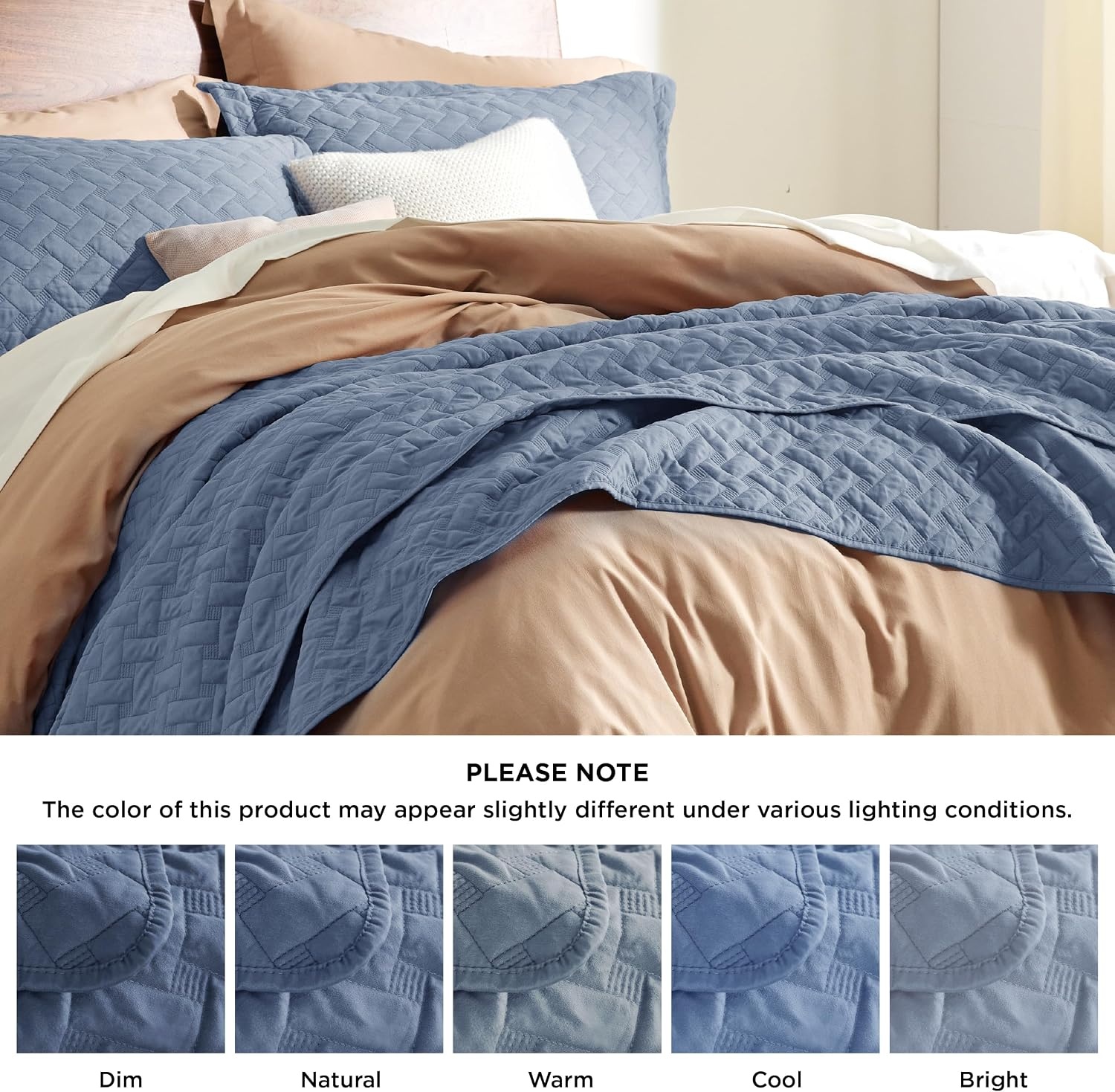 image:imageBedsure Queen Size Quilt Lightweight Comforter Set Mineral Blue Bedspread Coverlet Basket Weave AllSeason Comfort SkinFriendly Soft Breathable Machine Washable 90x96 3 Pcs 2 Pillow Shams06 Mineral Blue