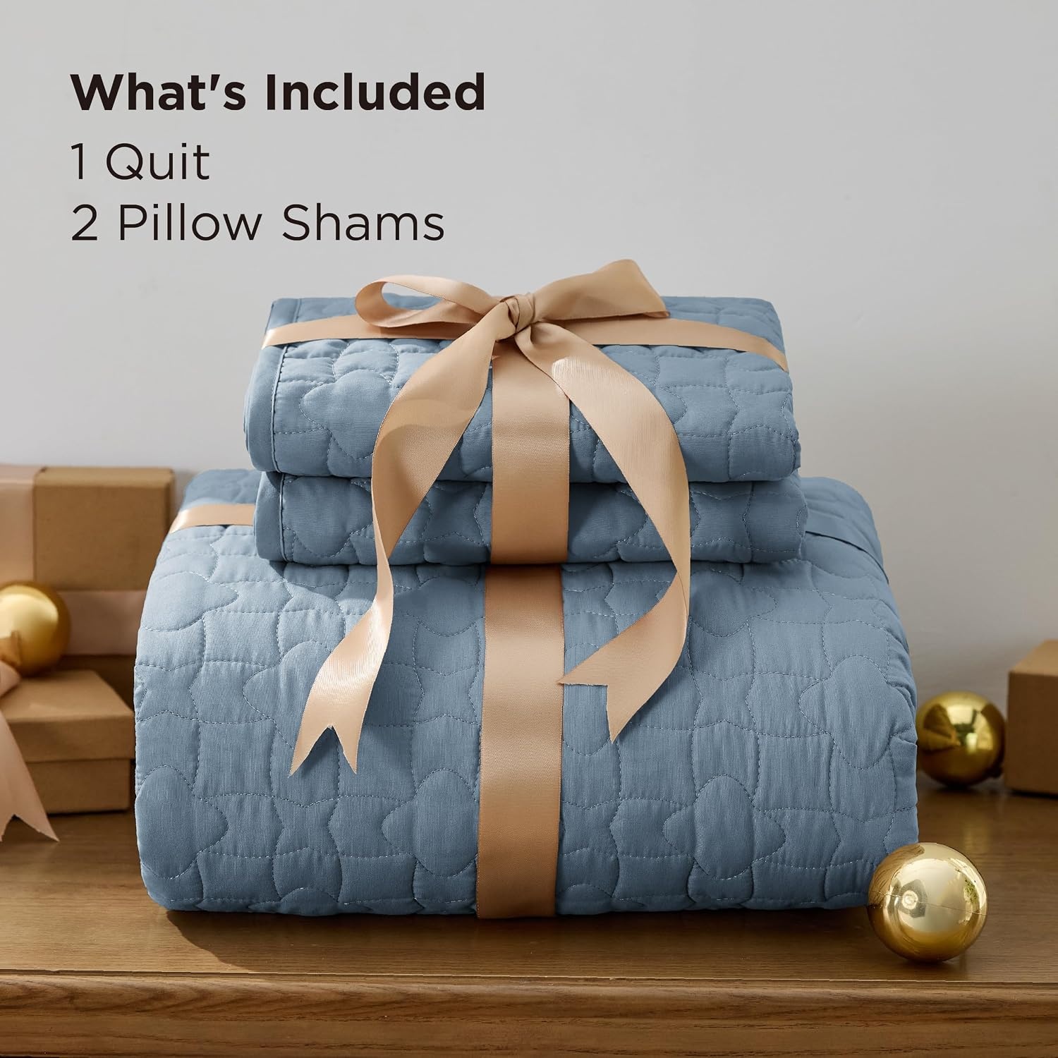 image:imageBedsure Queen Size Quilt Lightweight Comforter Set Mineral Blue Bedspread Coverlet Basket Weave AllSeason Comfort SkinFriendly Soft Breathable Machine Washable 90x96 3 Pcs 2 Pillow Shams11 Dusty Blue Lucky Star