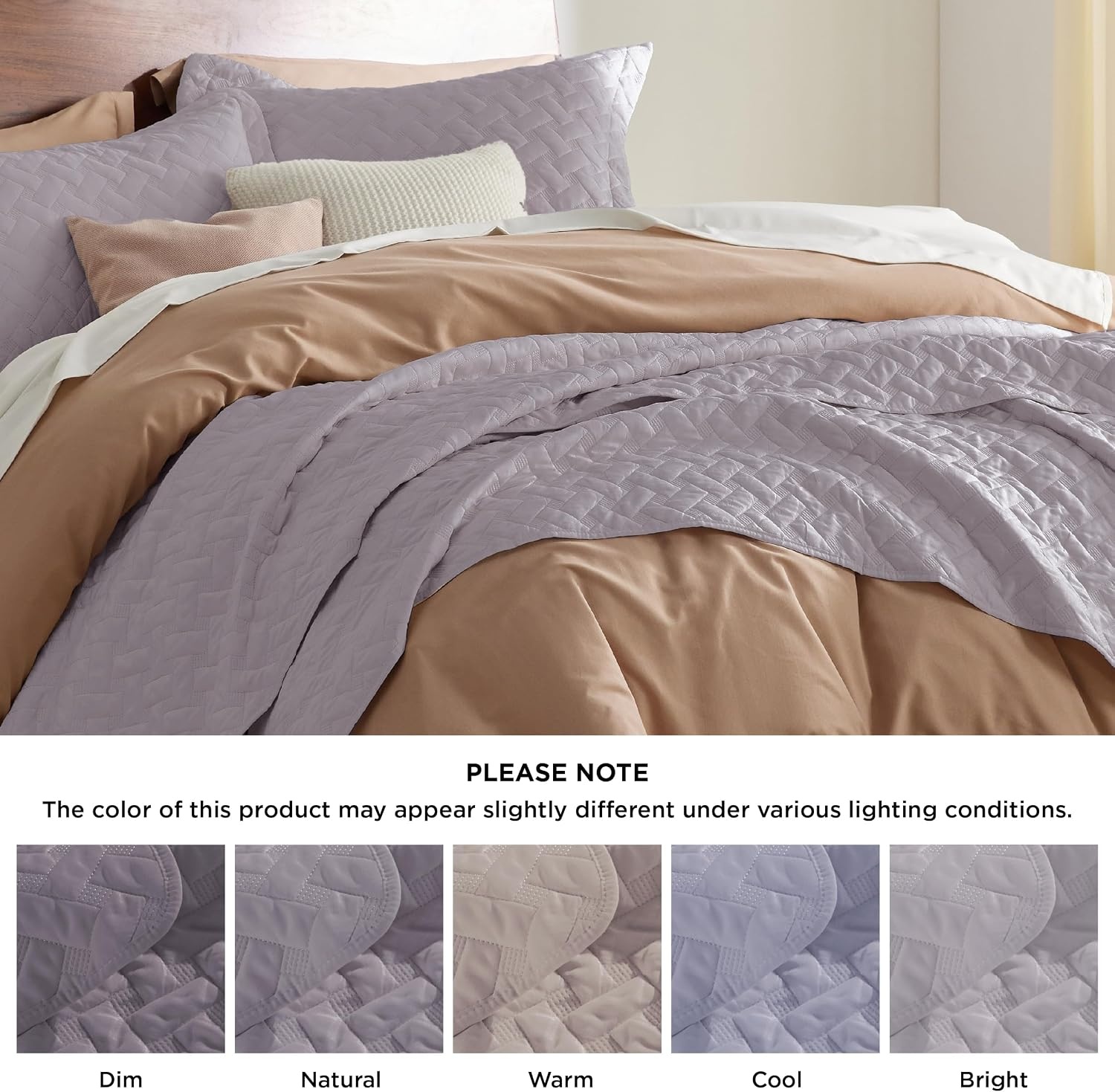 image:imageBedsure Queen Size Quilt Lightweight Comforter Set Mineral Blue Bedspread Coverlet Basket Weave AllSeason Comfort SkinFriendly Soft Breathable Machine Washable 90x96 3 Pcs 2 Pillow Shams22 Light Purple
