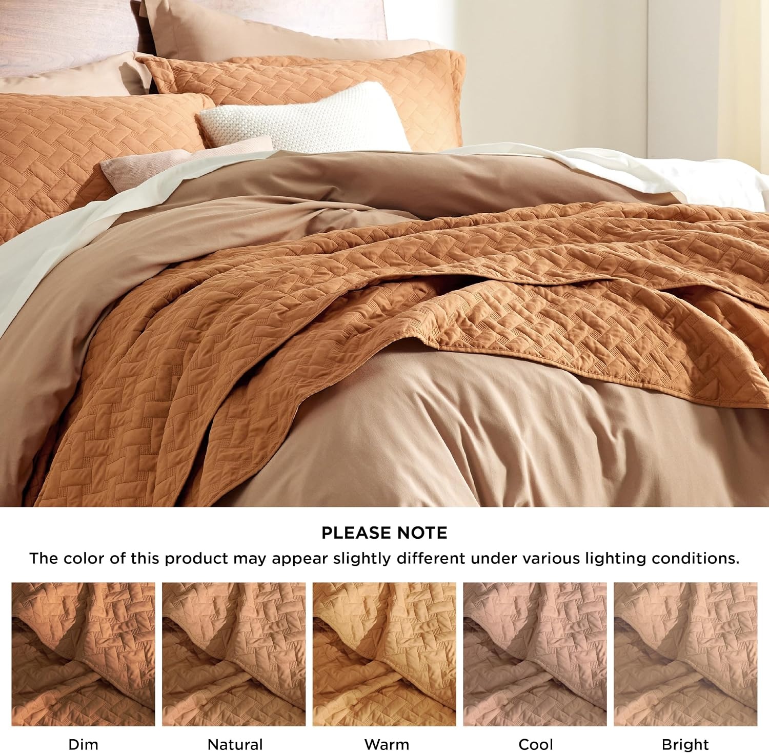 image:imageBedsure Queen Size Quilt Lightweight Comforter Set Mineral Blue Bedspread Coverlet Basket Weave AllSeason Comfort SkinFriendly Soft Breathable Machine Washable 90x96 3 Pcs 2 Pillow Shams20 Hazel Brown
