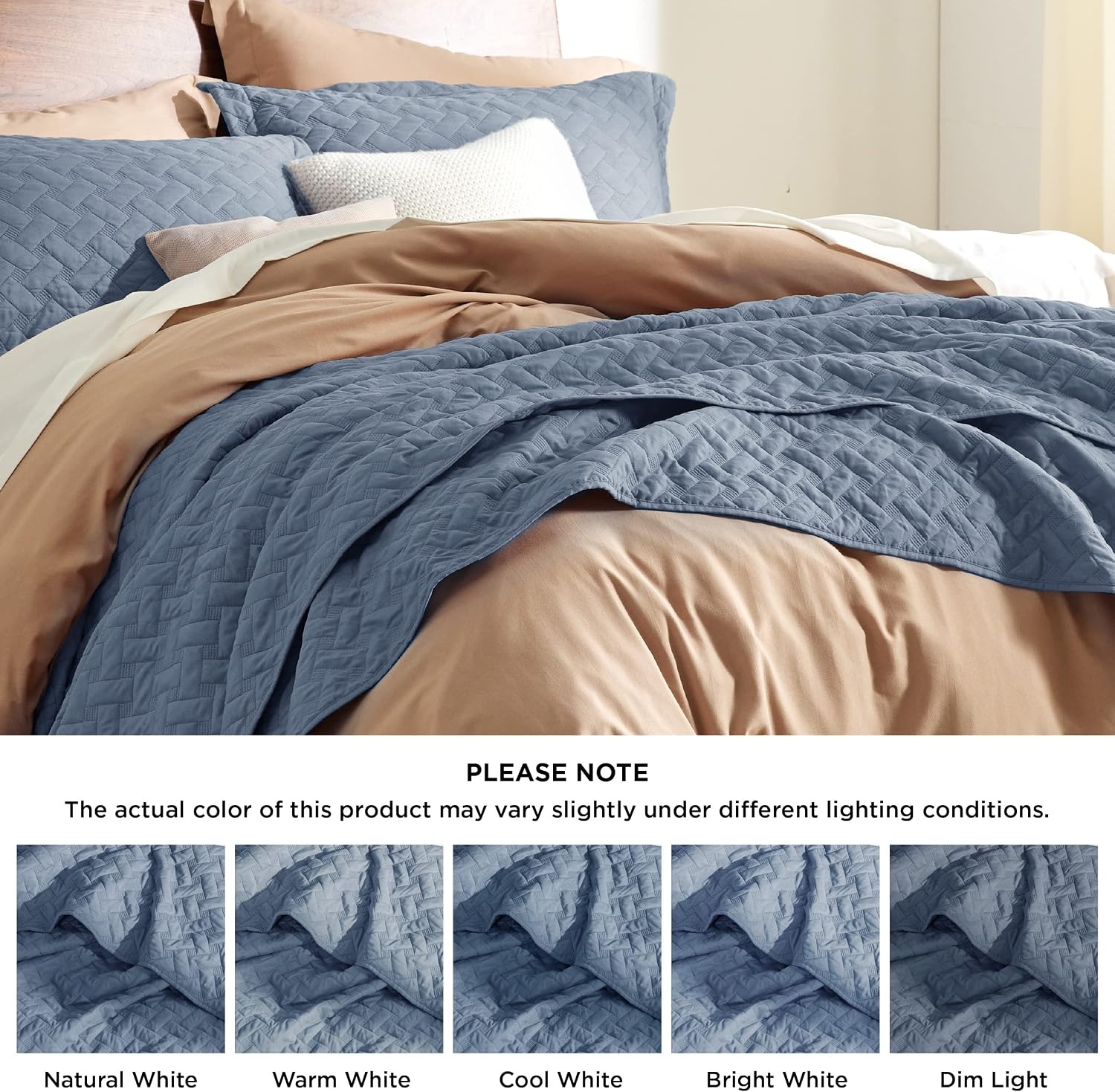 image:imageBedsure Queen Size Quilt Lightweight Comforter Set Mineral Blue Bedspread Coverlet Basket Weave AllSeason Comfort SkinFriendly Soft Breathable Machine Washable 90x96 3 Pcs 2 Pillow Shams06 Mineral Blue