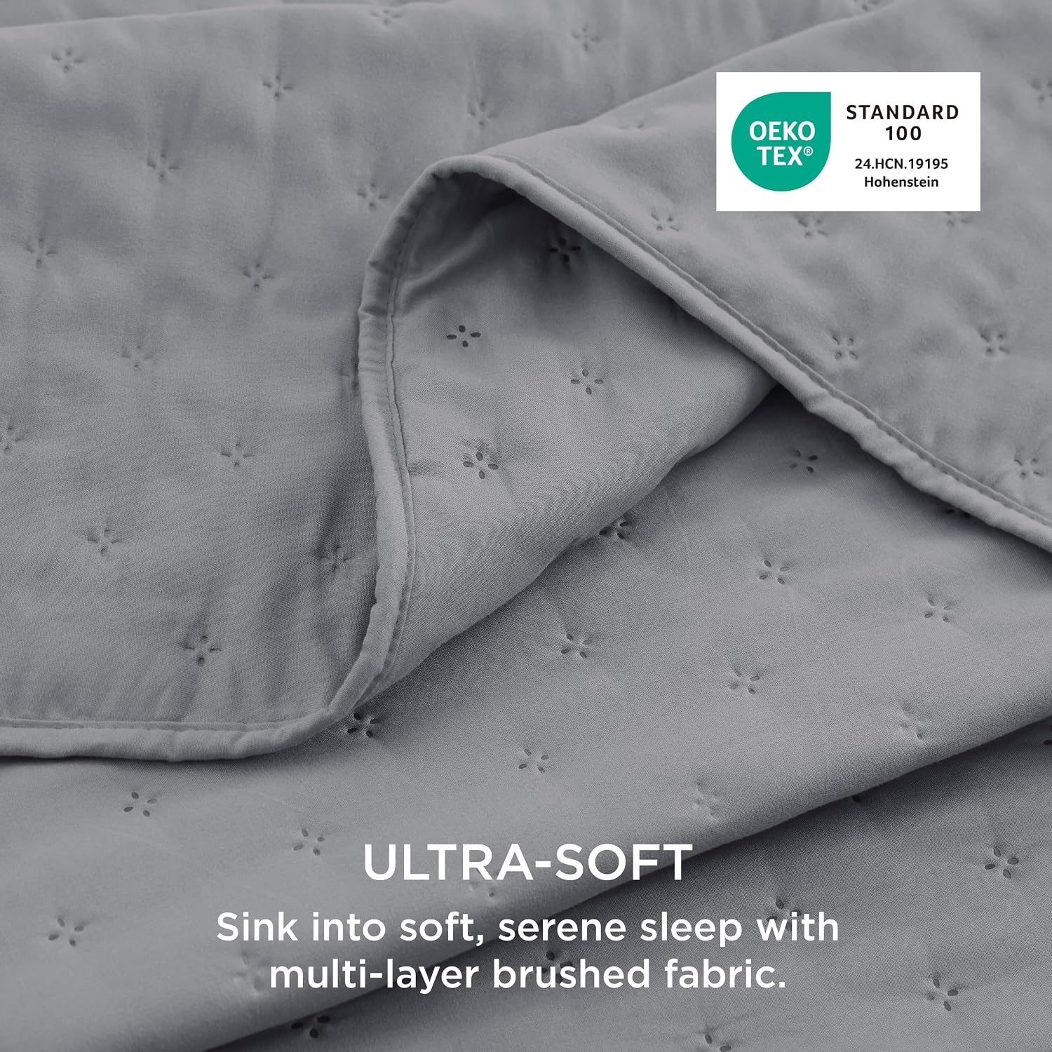 image:imageBedsure Quilts Queen Size Bedspread Thin Comforter Charcoal Coverlet AllSeason Bedding Soft Modern Clover Pattern StitchFree QuiltTech PetFriendly Machine Washable 90x96in 3 Pcs18 Grey Clover