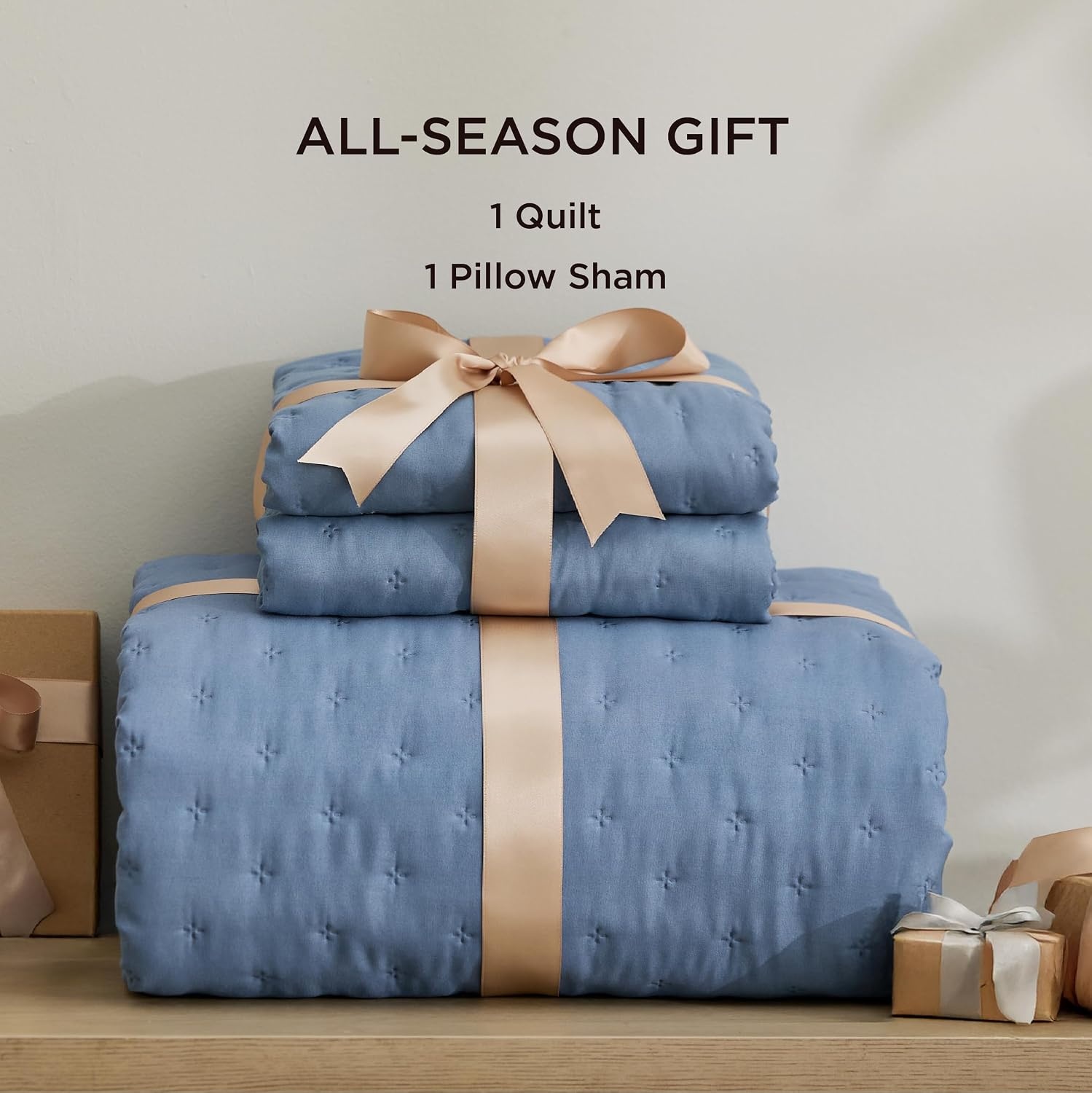 image:imageBedsure Quilts Queen Size Bedspread Thin Comforter Charcoal Coverlet AllSeason Bedding Soft Modern Clover Pattern StitchFree QuiltTech PetFriendly Machine Washable 90x96in 3 Pcs03 Mineral Blue Clover