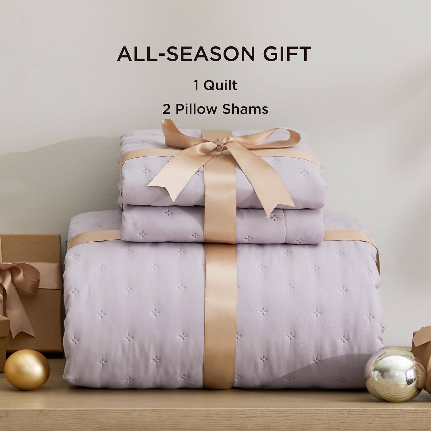 image:imageBedsure Quilts Queen Size Bedspread Thin Comforter Charcoal Coverlet AllSeason Bedding Soft Modern Clover Pattern StitchFree QuiltTech PetFriendly Machine Washable 90x96in 3 Pcs22 Purple Clover