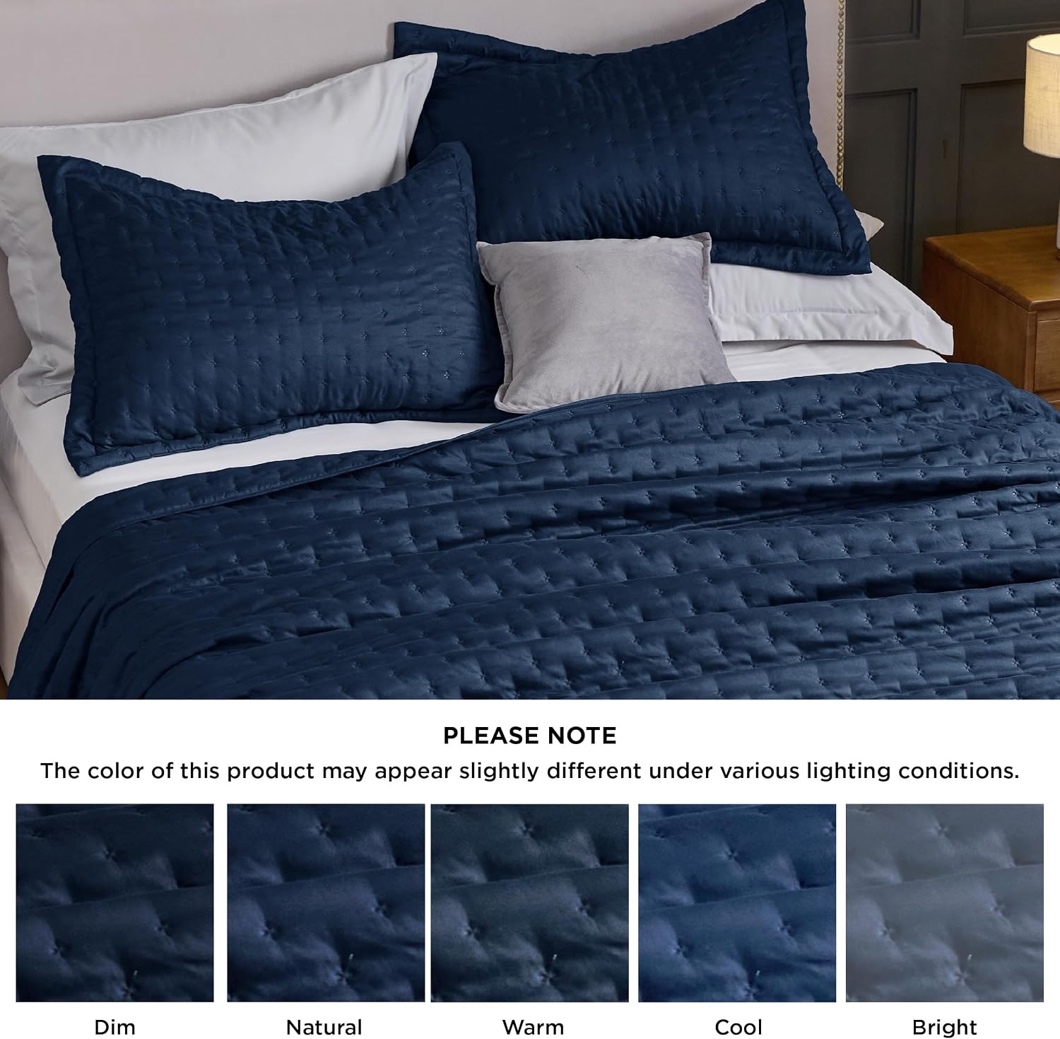 image:imageBedsure Quilts Queen Size Bedspread Thin Comforter Charcoal Coverlet AllSeason Bedding Soft Modern Clover Pattern StitchFree QuiltTech PetFriendly Machine Washable 90x96in 3 Pcs02 Navy Clover