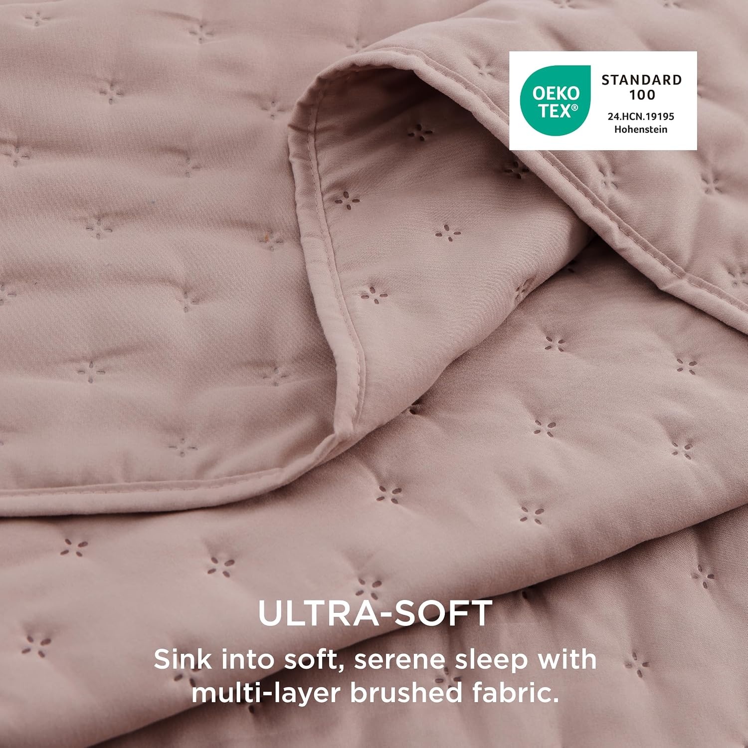 image:imageBedsure Quilts Queen Size Bedspread Thin Comforter Charcoal Coverlet AllSeason Bedding Soft Modern Clover Pattern StitchFree QuiltTech PetFriendly Machine Washable 90x96in 3 Pcs16 Dusty Rose Clover