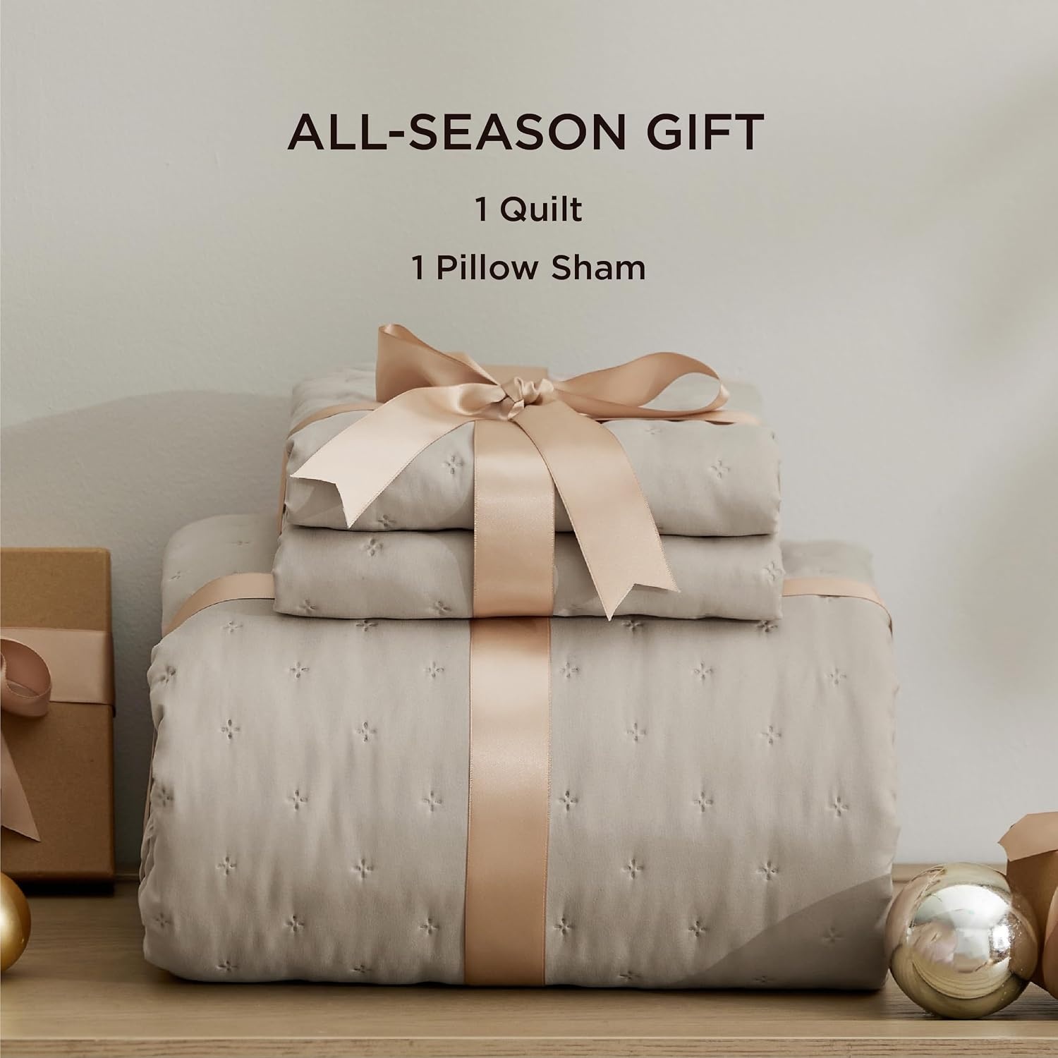 image:imageBedsure Quilts Queen Size Bedspread Thin Comforter Charcoal Coverlet AllSeason Bedding Soft Modern Clover Pattern StitchFree QuiltTech PetFriendly Machine Washable 90x96in 3 Pcs10 Taupe Clover