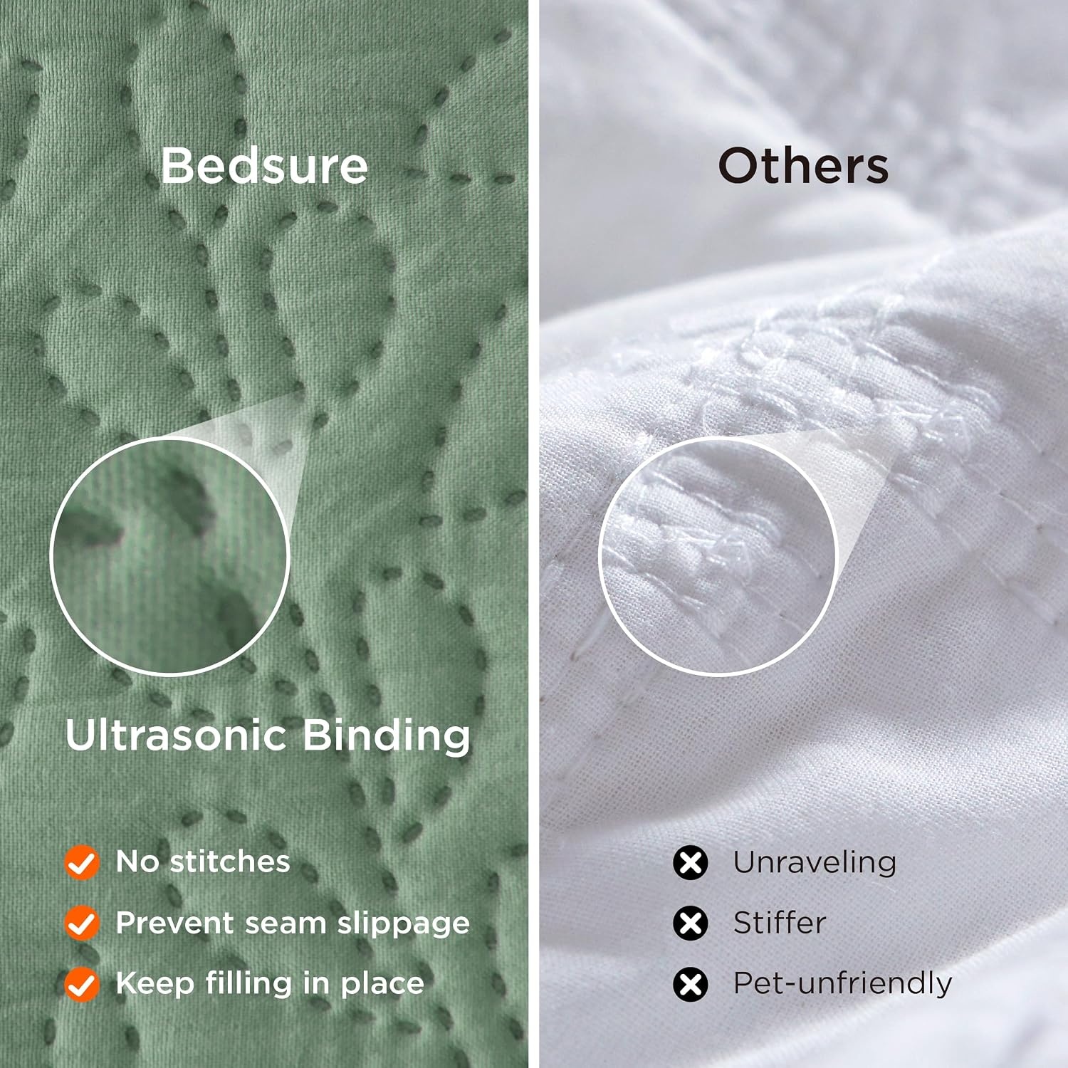 image:imageBedsure Quilts Queen Size Bedspread Thin Comforter Charcoal Coverlet AllSeason Bedding Soft Modern Clover Pattern StitchFree QuiltTech PetFriendly Machine Washable 90x96in 3 Pcs09 Sage Green Leaf