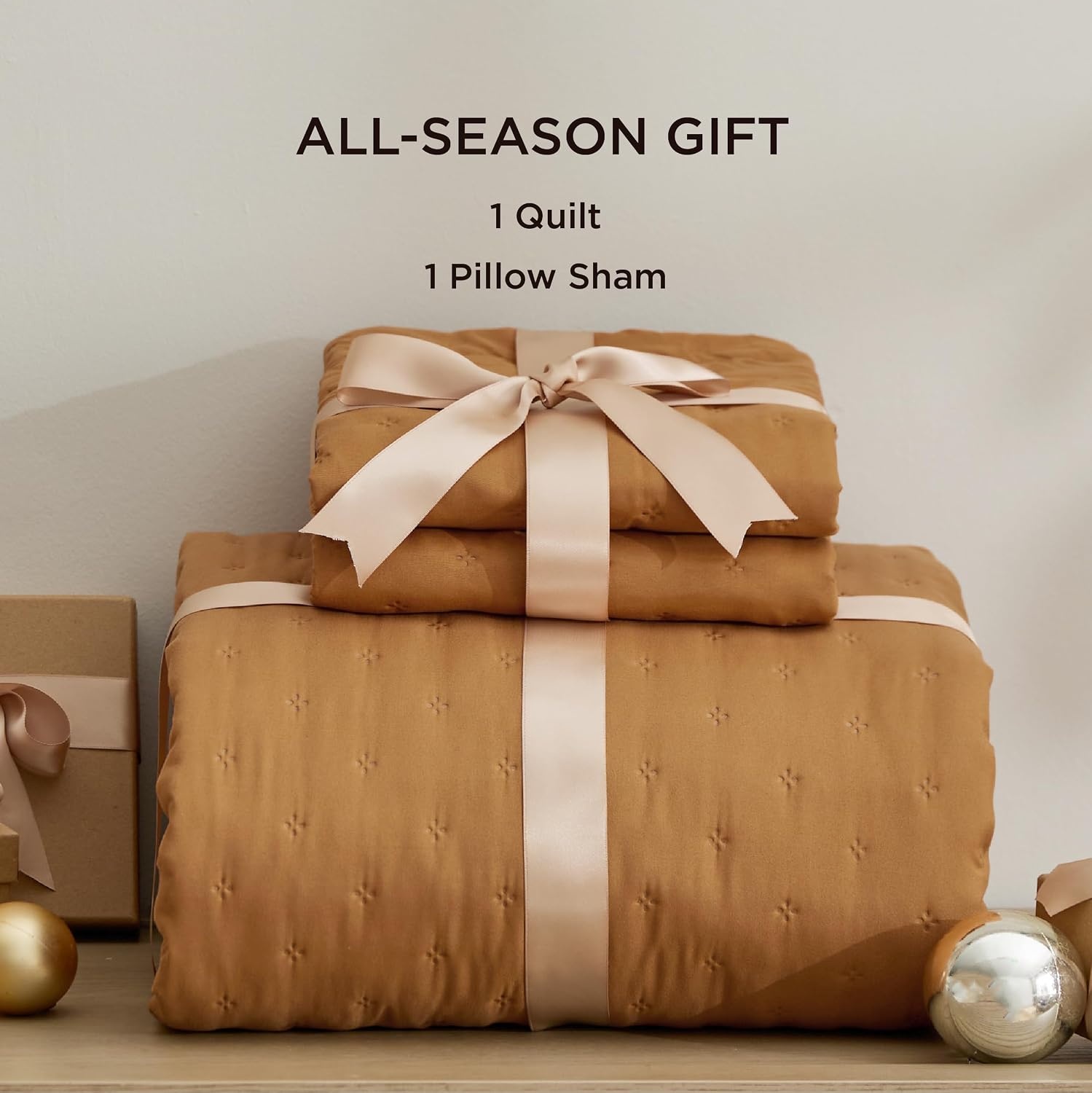 image:imageBedsure Quilts Queen Size Bedspread Thin Comforter Charcoal Coverlet AllSeason Bedding Soft Modern Clover Pattern StitchFree QuiltTech PetFriendly Machine Washable 90x96in 3 Pcs12 Honey Caramel Clover