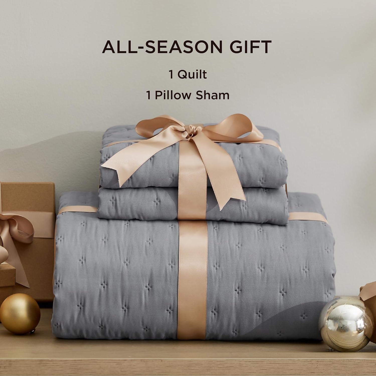 image:imageBedsure Quilts Queen Size Bedspread Thin Comforter Charcoal Coverlet AllSeason Bedding Soft Modern Clover Pattern StitchFree QuiltTech PetFriendly Machine Washable 90x96in 3 Pcs18 Grey Clover