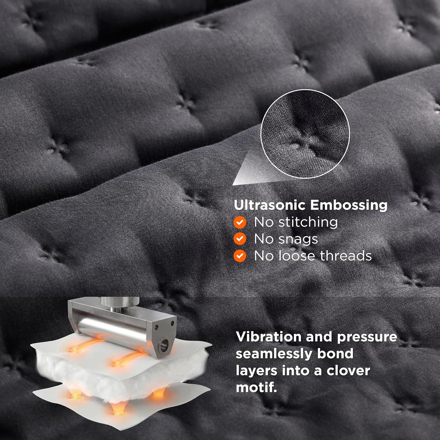 image:imageBedsure Quilts Queen Size Bedspread Thin Comforter Charcoal Coverlet AllSeason Bedding Soft Modern Clover Pattern StitchFree QuiltTech PetFriendly Machine Washable 90x96in 3 Pcs19 Charcoal Clover