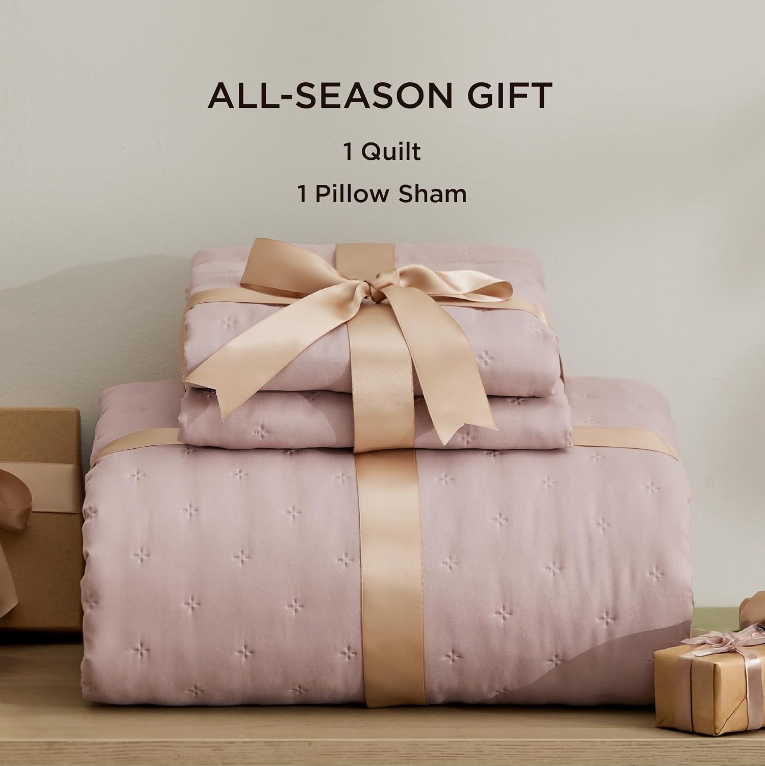 image:imageBedsure Quilts Queen Size Bedspread Thin Comforter Charcoal Coverlet AllSeason Bedding Soft Modern Clover Pattern StitchFree QuiltTech PetFriendly Machine Washable 90x96in 3 Pcs16 Dusty Rose Clover