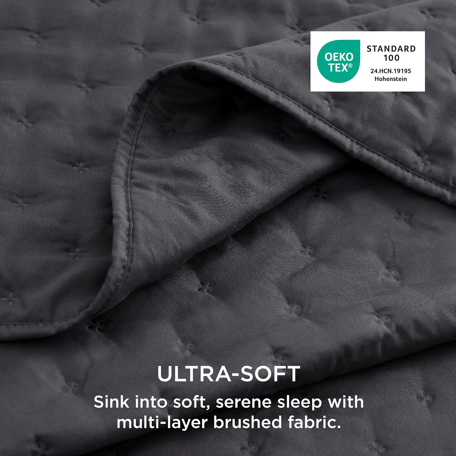image:imageBedsure Quilts Queen Size Bedspread Thin Comforter Charcoal Coverlet AllSeason Bedding Soft Modern Clover Pattern StitchFree QuiltTech PetFriendly Machine Washable 90x96in 3 Pcs19 Charcoal Clover