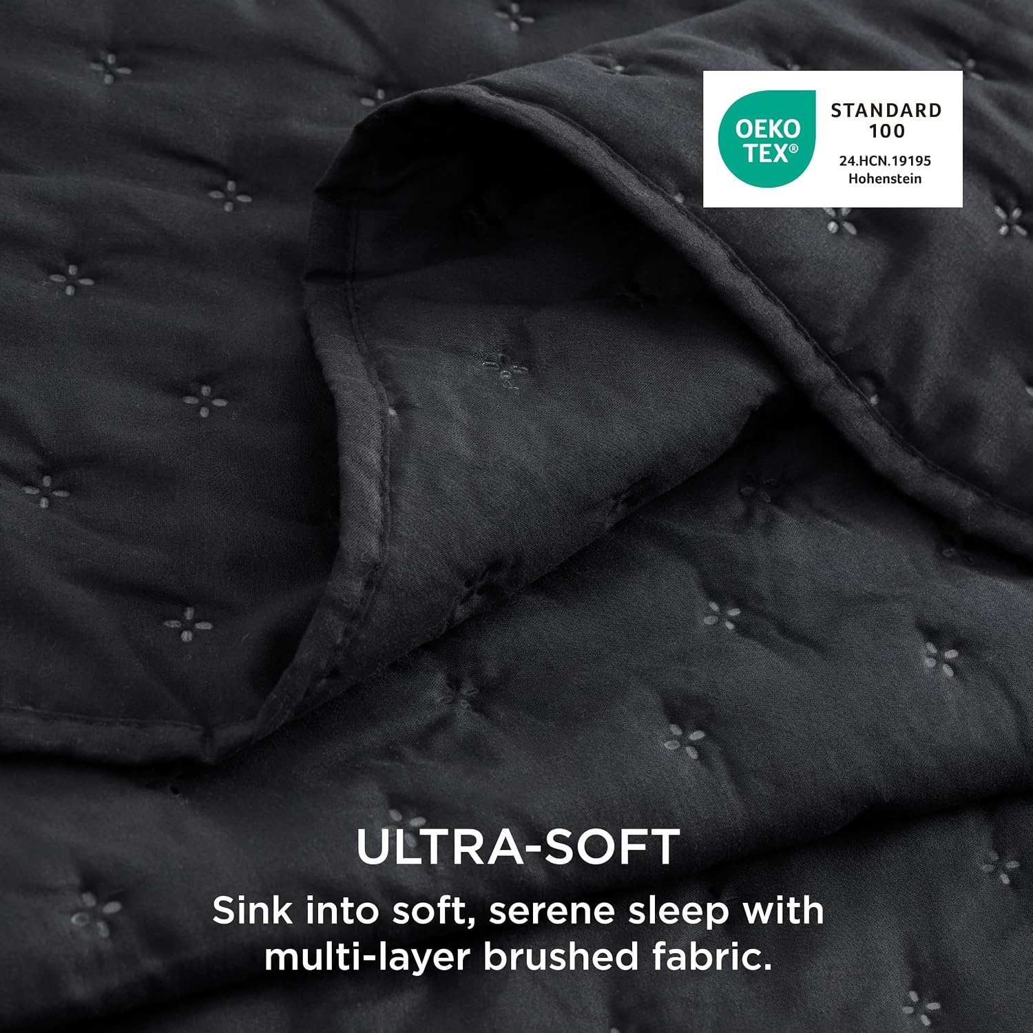 image:imageBedsure Quilts Queen Size Bedspread Thin Comforter Charcoal Coverlet AllSeason Bedding Soft Modern Clover Pattern StitchFree QuiltTech PetFriendly Machine Washable 90x96in 3 Pcs21 Black Clover