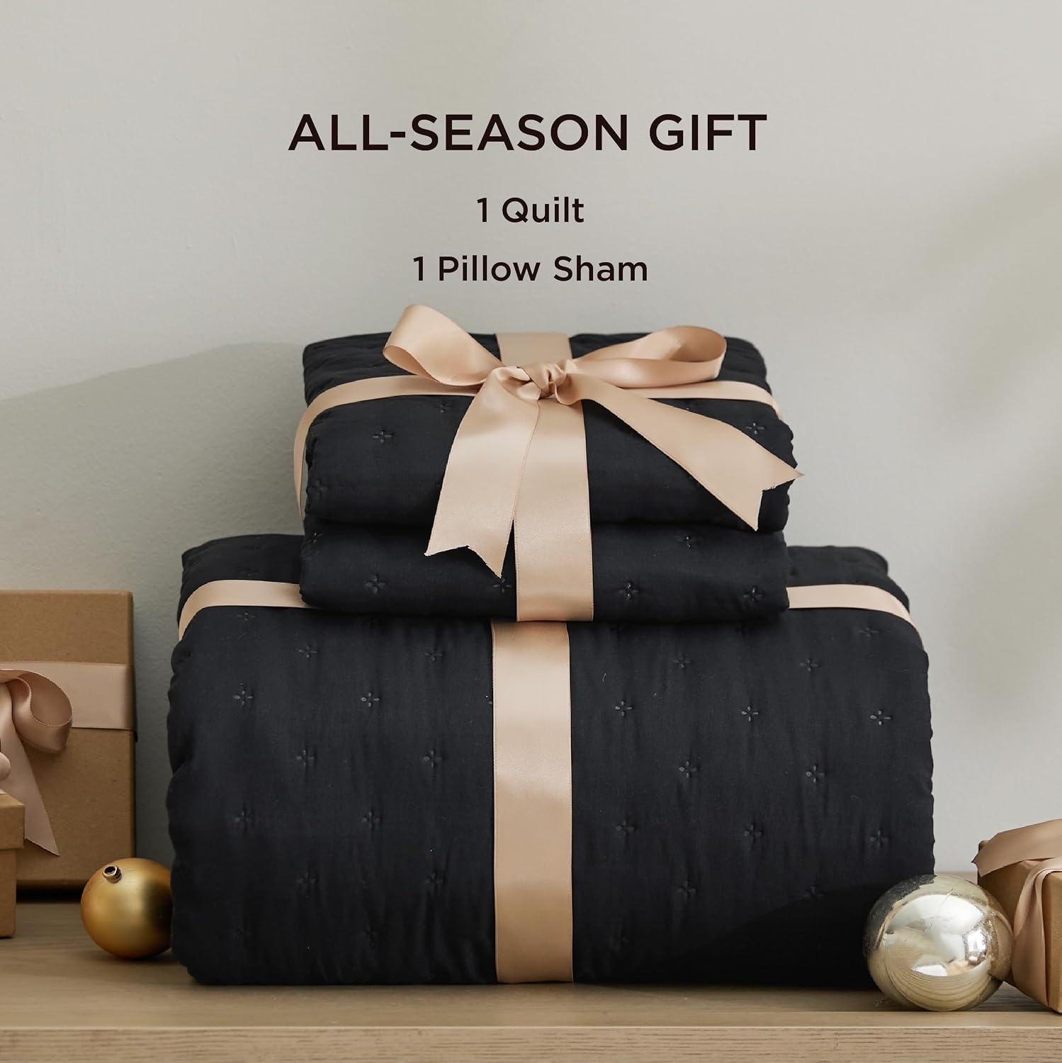 image:imageBedsure Quilts Queen Size Bedspread Thin Comforter Charcoal Coverlet AllSeason Bedding Soft Modern Clover Pattern StitchFree QuiltTech PetFriendly Machine Washable 90x96in 3 Pcs21 Black Clover