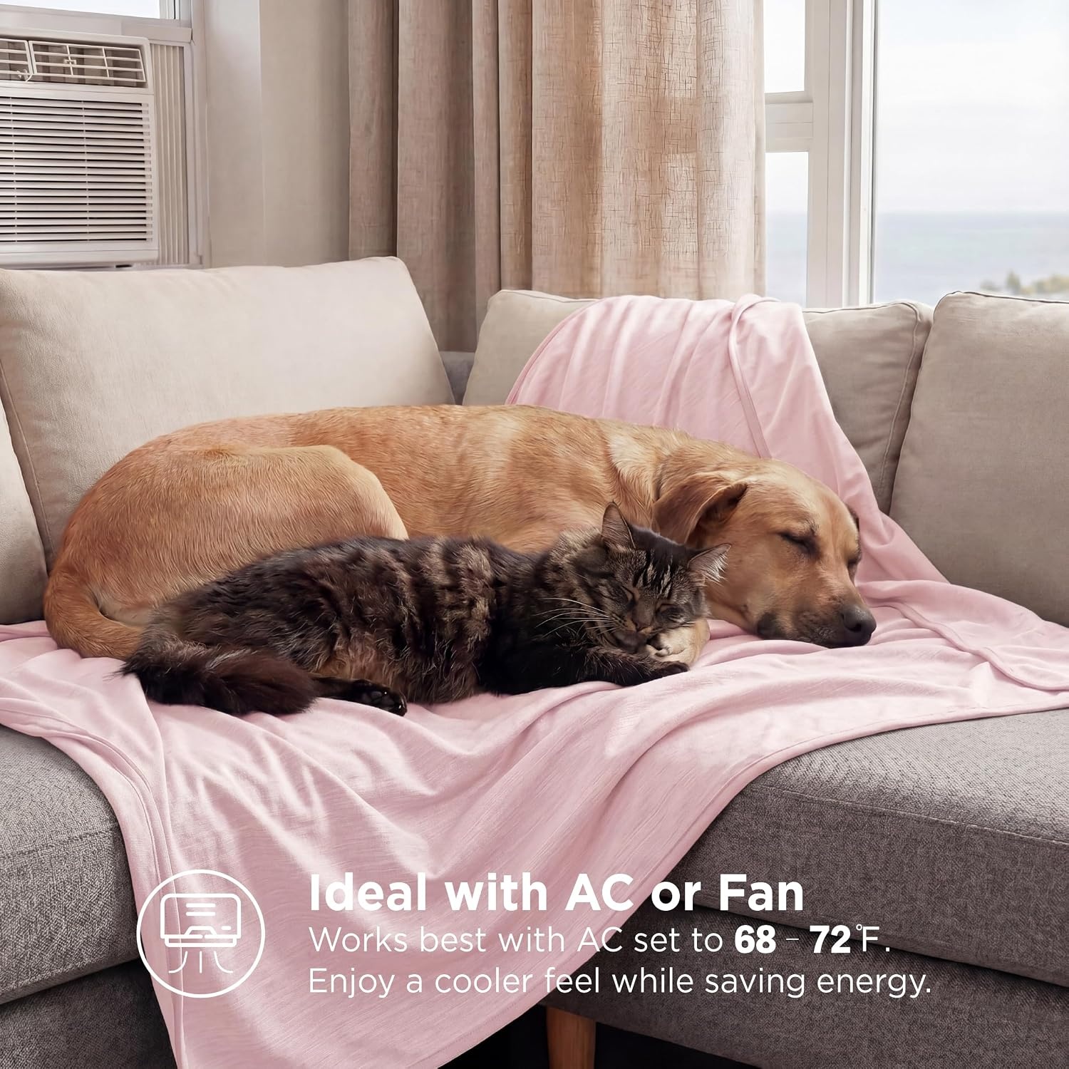 image:imageBedsure Silky Soft Cooling Blanket for Hot Sleepers Throw XL Dark Grey Summer Picnic Travel Outdoor Camping Couch Bed Sofa Chair Rayon Derived from Bamboo Cold Cool Ice Lightweight05 Pink