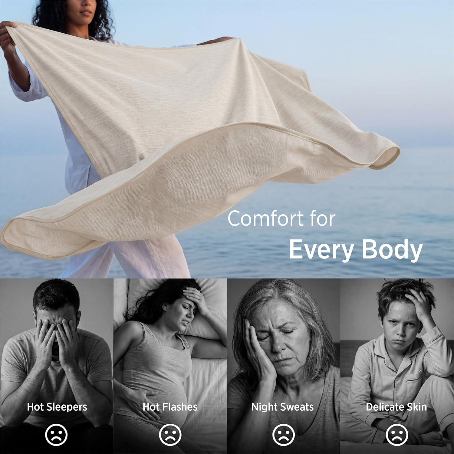 image:imageBedsure Silky Soft Cooling Blanket for Hot Sleepers Throw XL Dark Grey Summer Picnic Travel Outdoor Camping Couch Bed Sofa Chair Rayon Derived from Bamboo Cold Cool Ice Lightweight03 Oat Beige