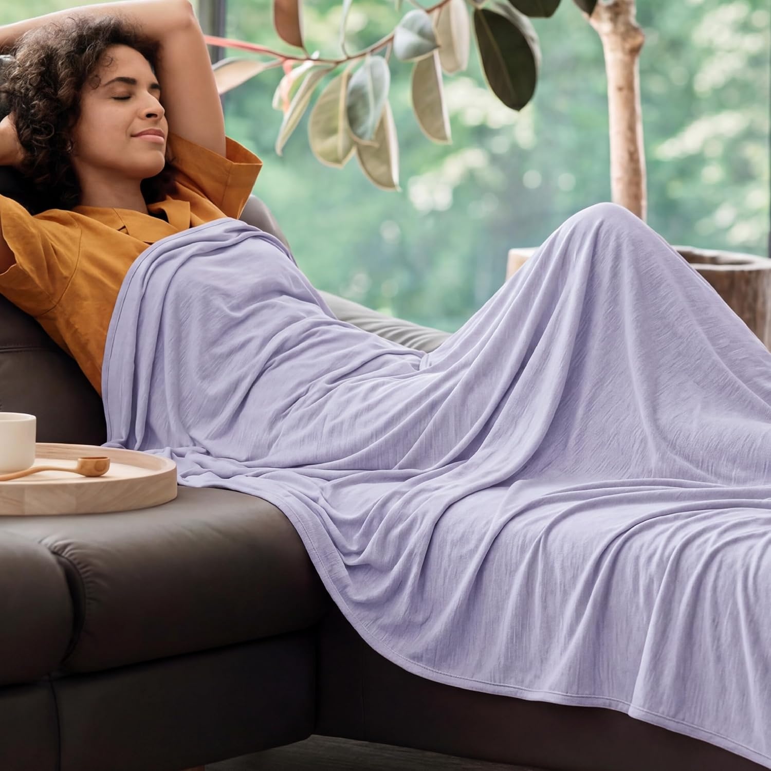image:imageBedsure Silky Soft Cooling Blanket for Hot Sleepers Throw XL Dark Grey Summer Picnic Travel Outdoor Camping Couch Bed Sofa Chair Rayon Derived from Bamboo Cold Cool Ice Lightweight04 Lavender