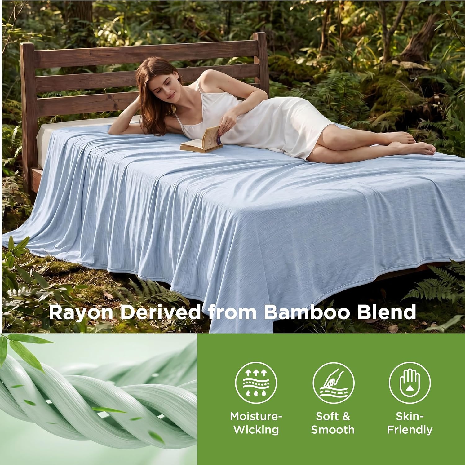image:imageBedsure Silky Soft Cooling Blanket for Hot Sleepers Throw XL Dark Grey Summer Picnic Travel Outdoor Camping Couch Bed Sofa Chair Rayon Derived from Bamboo Cold Cool Ice Lightweight09 Light Blue