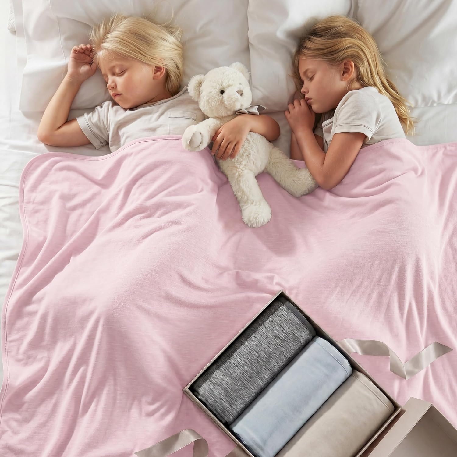 image:imageBedsure Silky Soft Cooling Blanket for Hot Sleepers Throw XL Dark Grey Summer Picnic Travel Outdoor Camping Couch Bed Sofa Chair Rayon Derived from Bamboo Cold Cool Ice Lightweight05 Pink