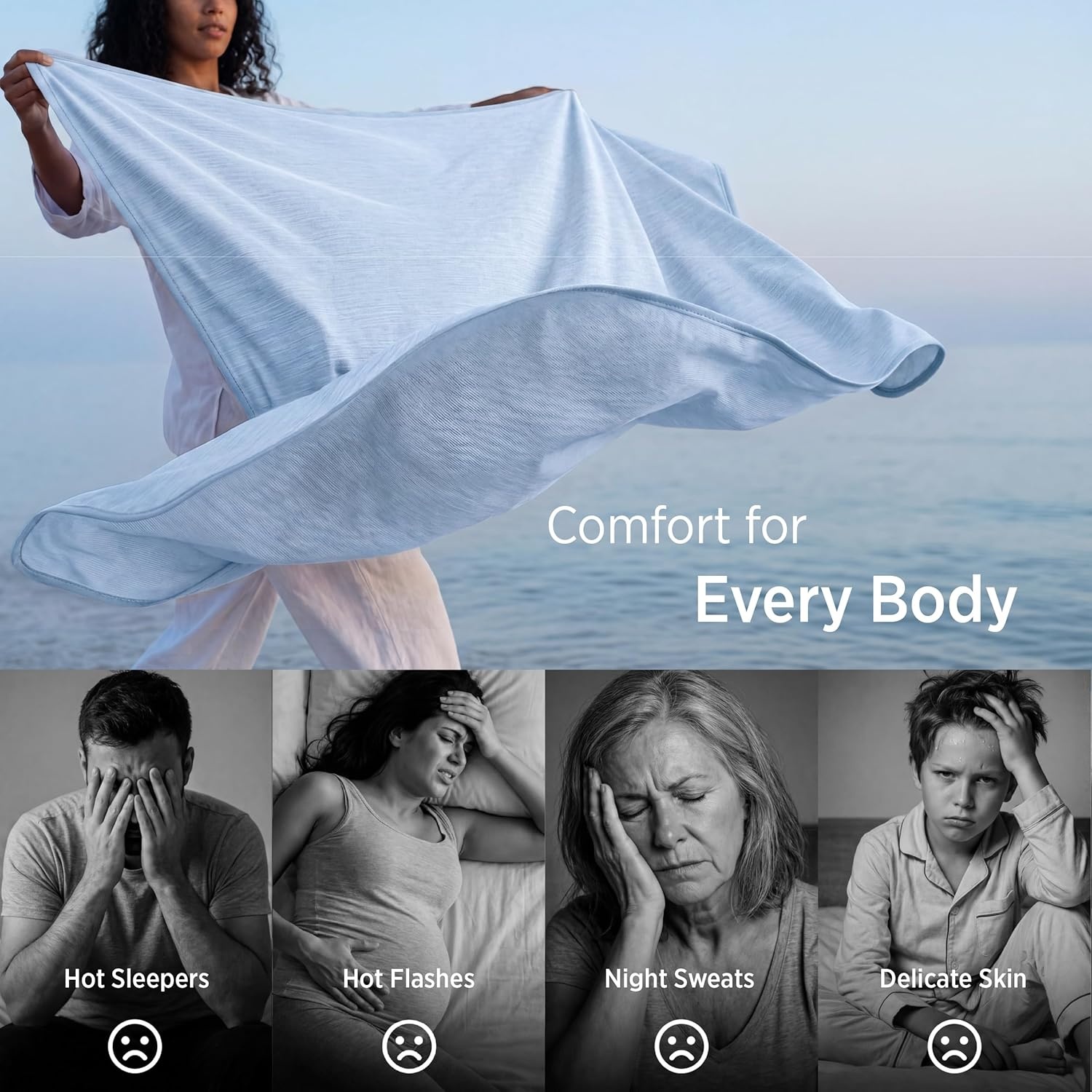 image:imageBedsure Silky Soft Cooling Blanket for Hot Sleepers Throw XL Dark Grey Summer Picnic Travel Outdoor Camping Couch Bed Sofa Chair Rayon Derived from Bamboo Cold Cool Ice Lightweight09 Light Blue