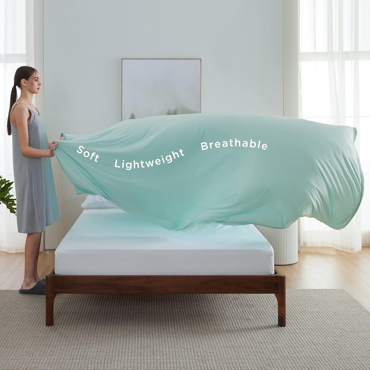 image:imageBedsure Silky Soft Cooling Blanket for Hot Sleepers Throw XL Dark Grey Summer Picnic Travel Outdoor Camping Couch Bed Sofa Chair Rayon Derived from Bamboo Cold Cool Ice Lightweight06 Icy Morn