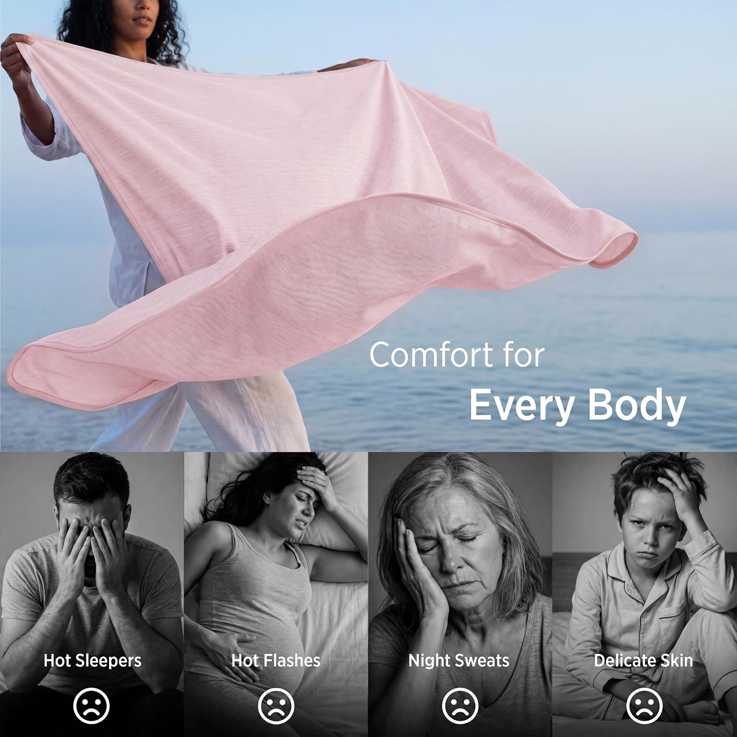 image:imageBedsure Silky Soft Cooling Blanket for Hot Sleepers Throw XL Dark Grey Summer Picnic Travel Outdoor Camping Couch Bed Sofa Chair Rayon Derived from Bamboo Cold Cool Ice Lightweight05 Pink