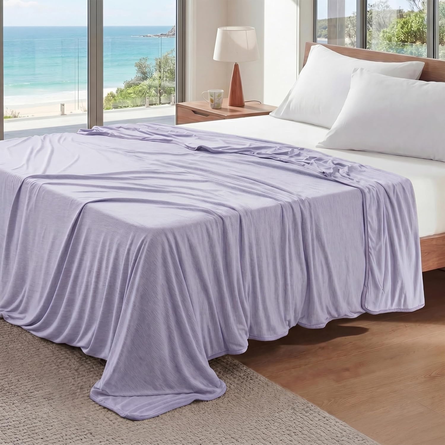image:imageBedsure Silky Soft Cooling Blanket for Hot Sleepers Throw XL Dark Grey Summer Picnic Travel Outdoor Camping Couch Bed Sofa Chair Rayon Derived from Bamboo Cold Cool Ice Lightweight04 Lavender