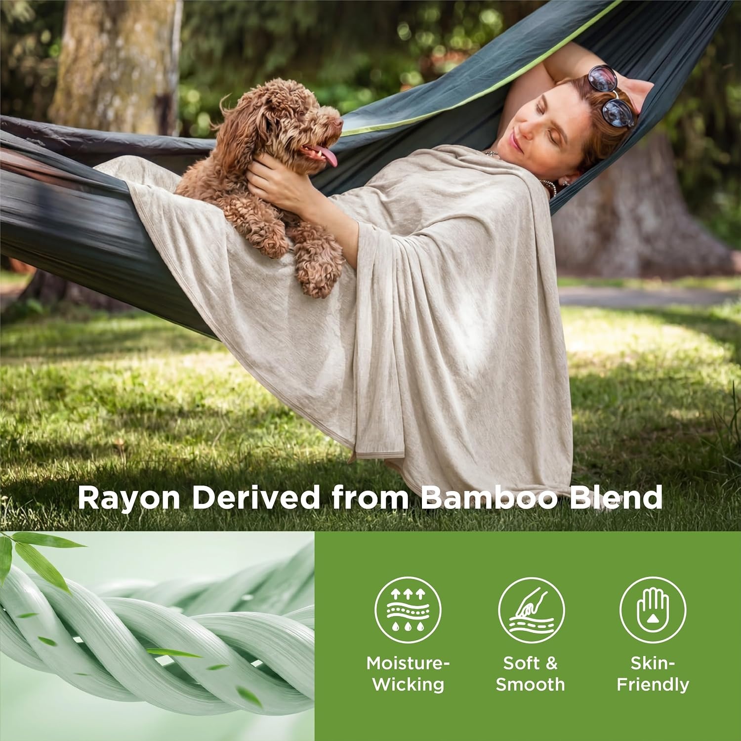 image:imageBedsure Silky Soft Cooling Blanket for Hot Sleepers Throw XL Dark Grey Summer Picnic Travel Outdoor Camping Couch Bed Sofa Chair Rayon Derived from Bamboo Cold Cool Ice Lightweight03 Oat Beige