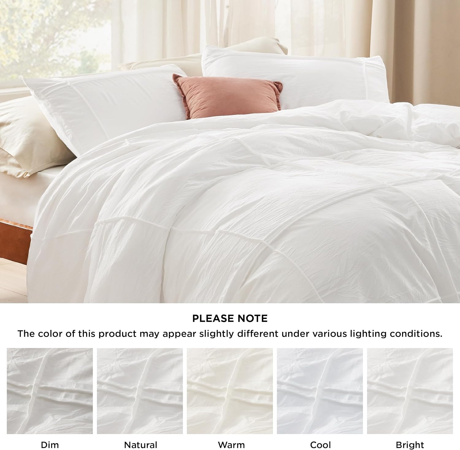 image:imageBedsure Textured Duvet Cover King Size Soft amp Breathable Comforter Cover for All Season 3 Pieces WrinkleResistant Zipper Bedding with 8 Corner Ties Olive Green34 White Grid No Comforter