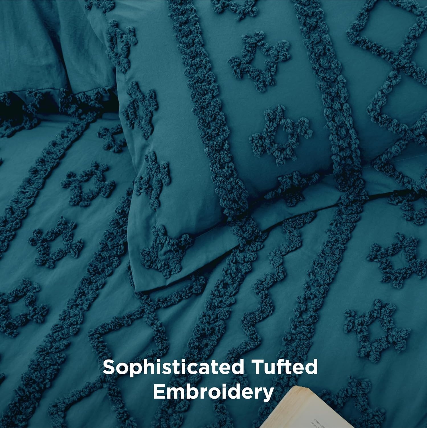 image:imageBedsure Tufted Boho Comforter Set Queen Size Beige Boho Bed Set GentleSoft 3 Pieces FarmhouseStyle Embroidery Bedding Gifts for Woman Soft Jacquard Kids Queen Comforter for All Seasons16 Teal Elegant